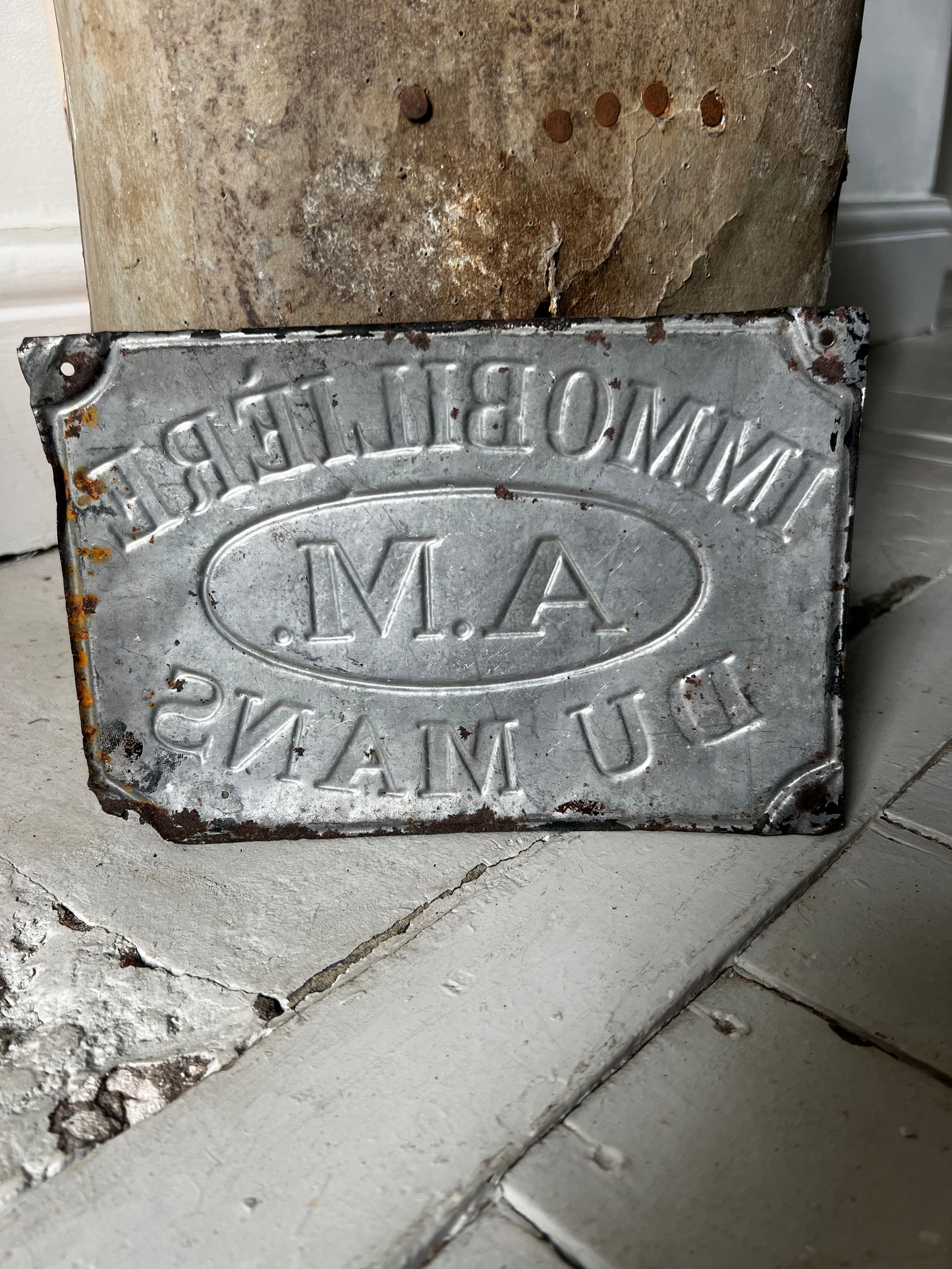 French Metal Immobiliere Sign