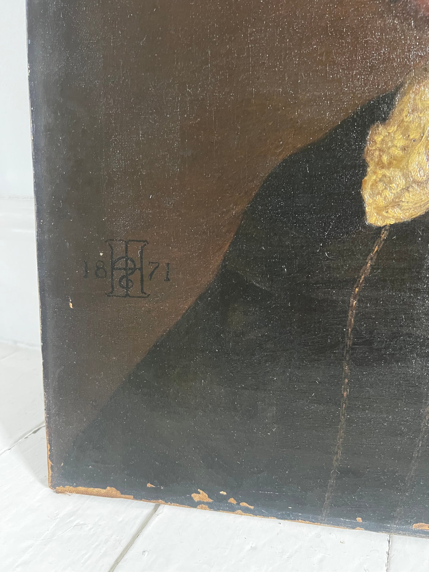 Dark Female Portrait Oil on Canvas Painting 1871
