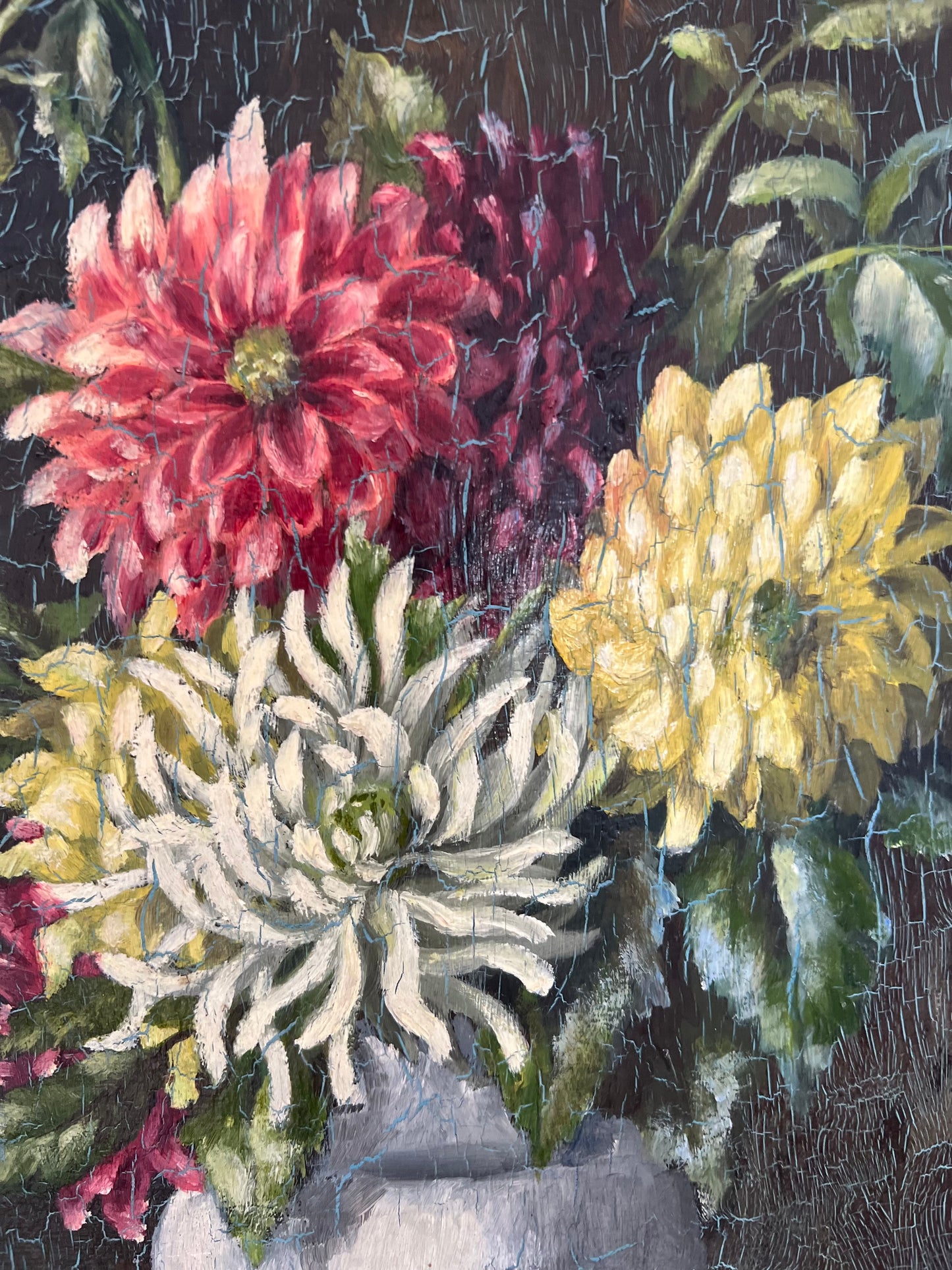 French Oil on Board Floral Painting dated 1932 by. A Hoffman