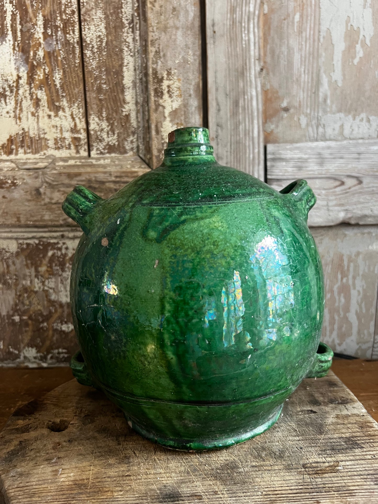 Rare French 19th Century Green Conscience Pot