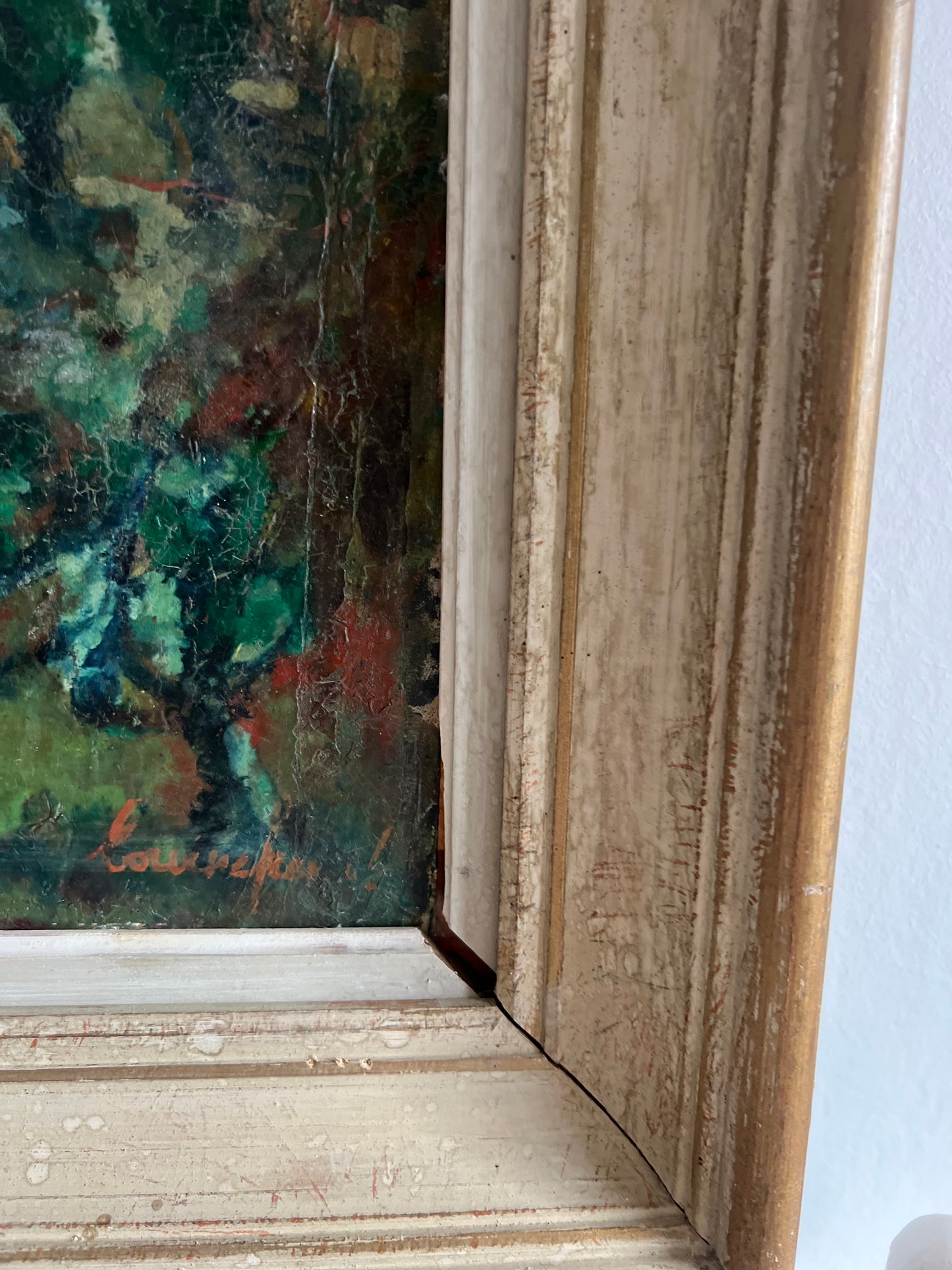 Large Provence Oil Painting of a Hilltop Village & Vineyard