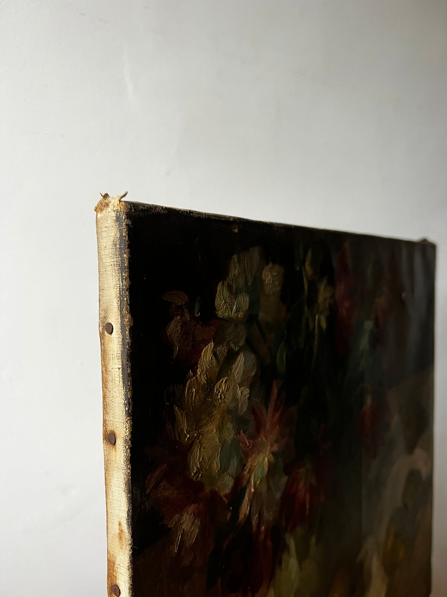 French 1930’s Still Life Oil Painting on Canvas Pears & Flowers