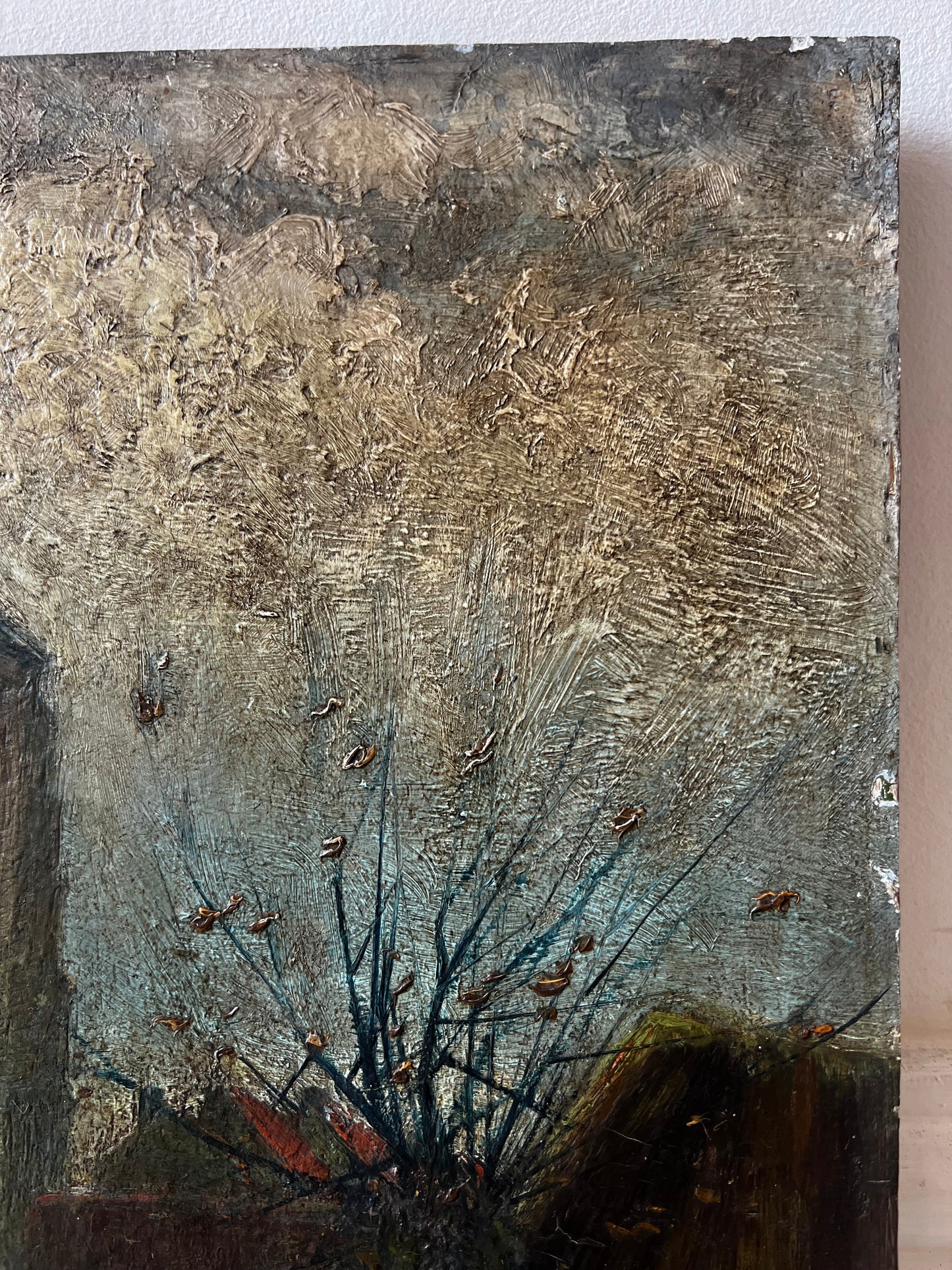 RESERVED Antique French Dark Oil Painting 1893