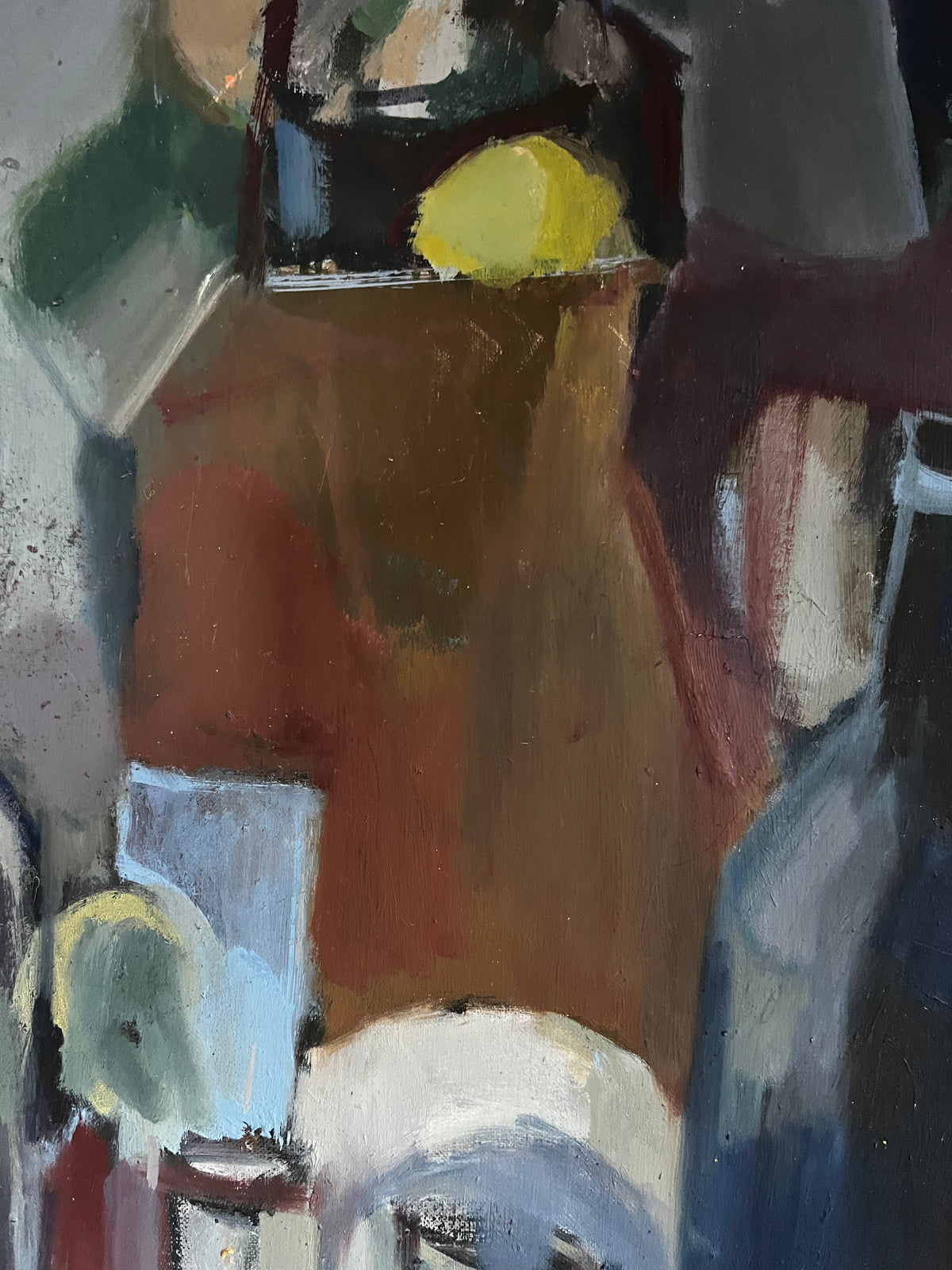 Vintage Abstract French Oil on Canvas still life Painting