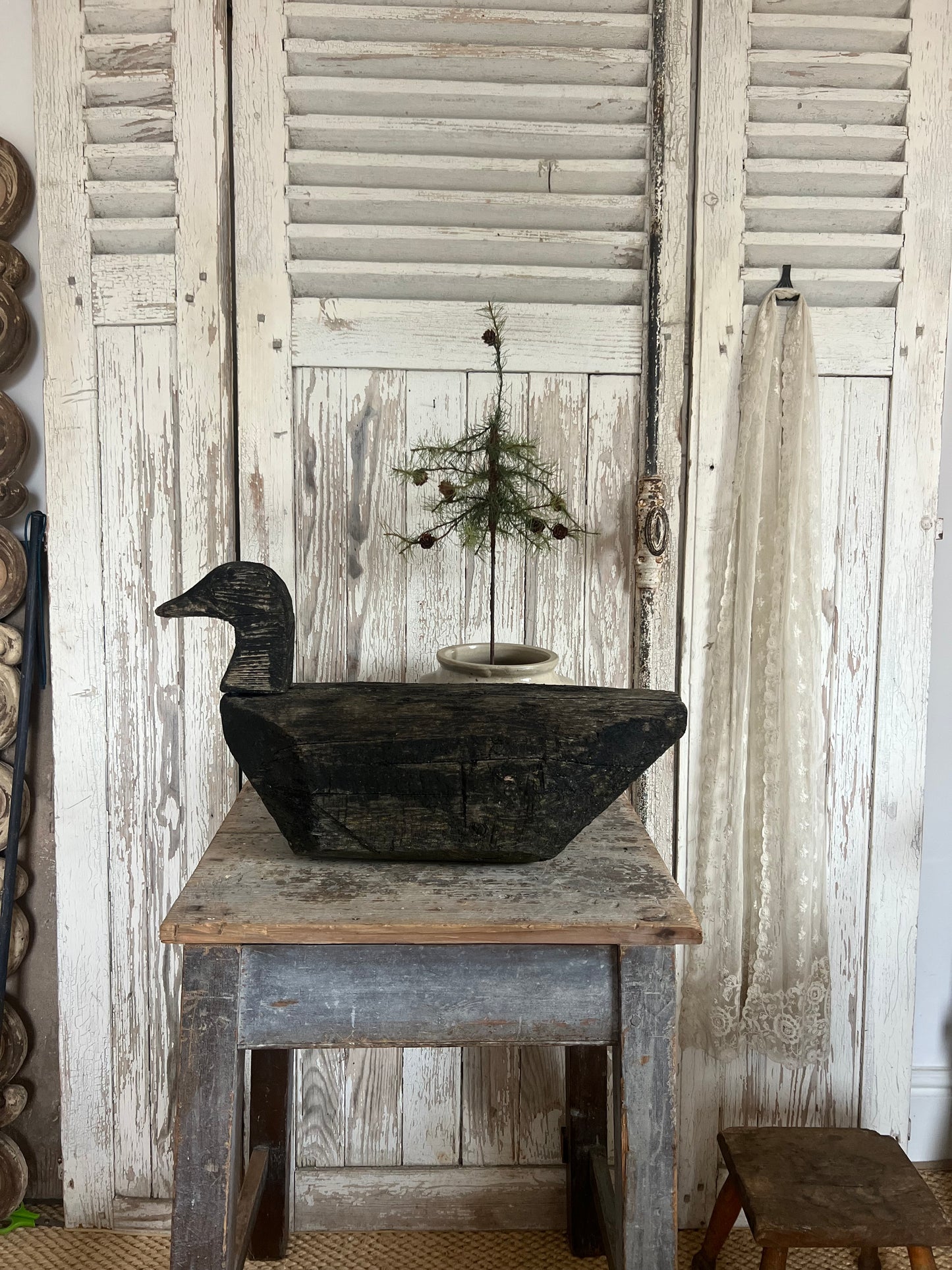Huge Wooden French Antique Decoy Duck
