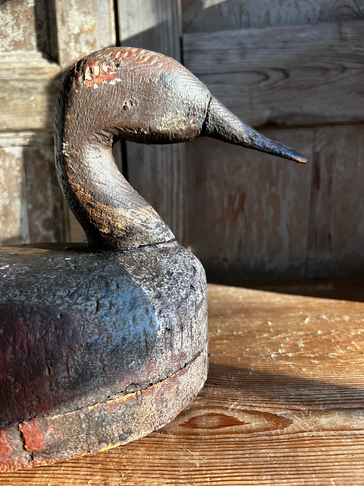 Vintage French Wooden Decoy Duck