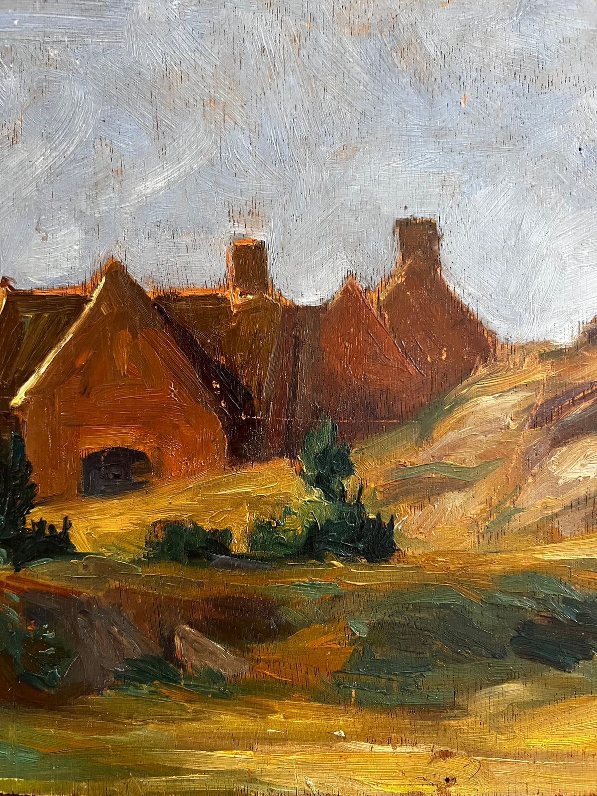 French Oil on Board Landscape Painting