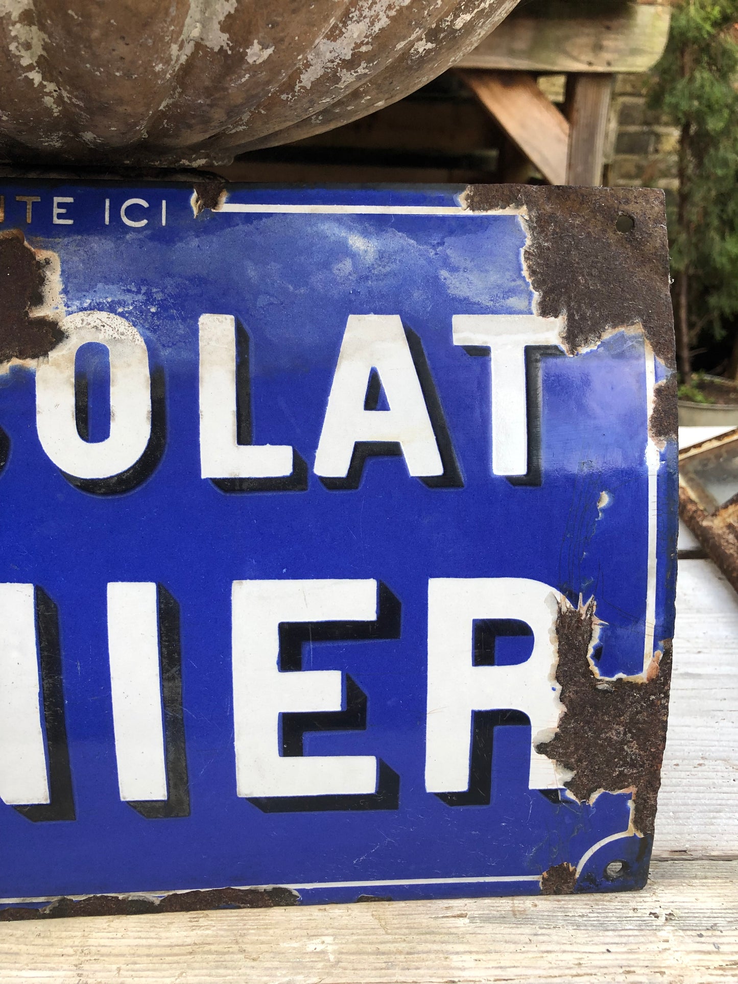 Rare Original Chocolat Menier curved enamel sign