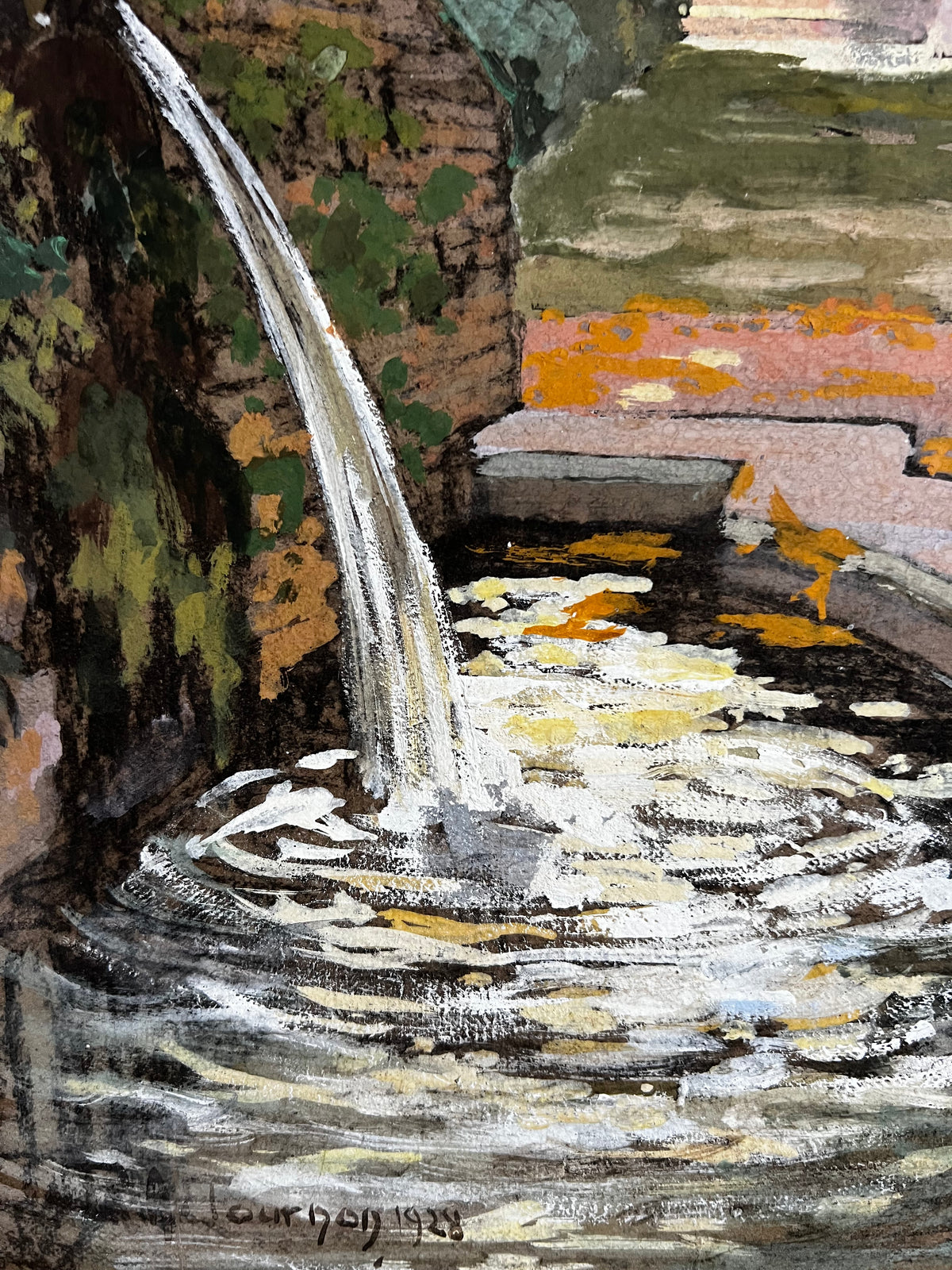Vintage French Fountain Painting
