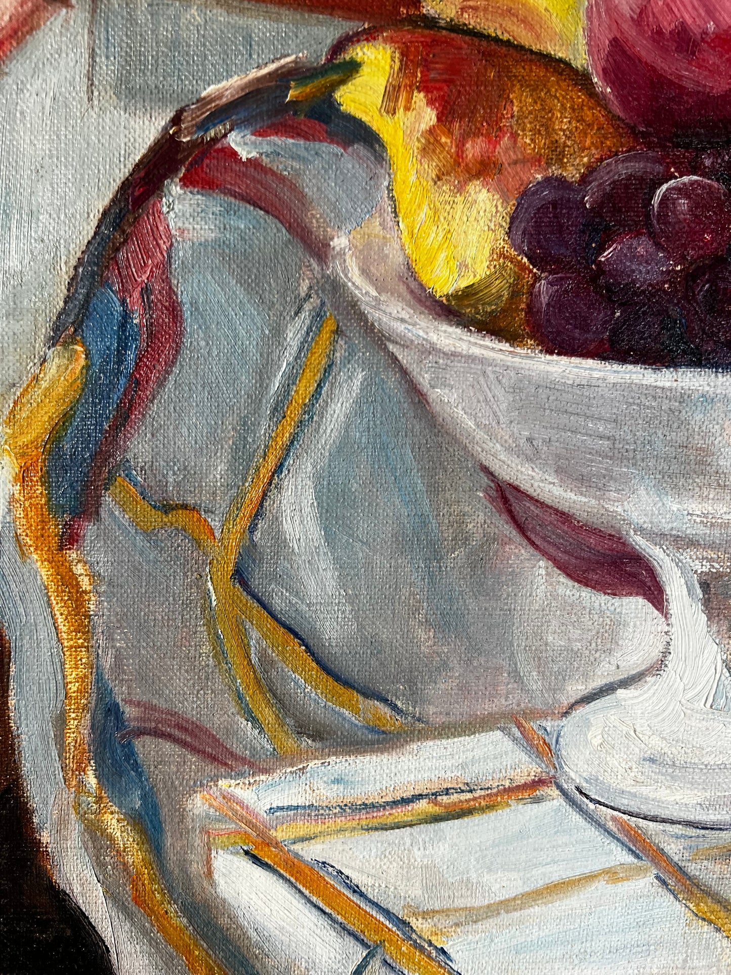 French Mid Century Still Life Oil Painting on Canvas by J Mathieu dated 1963