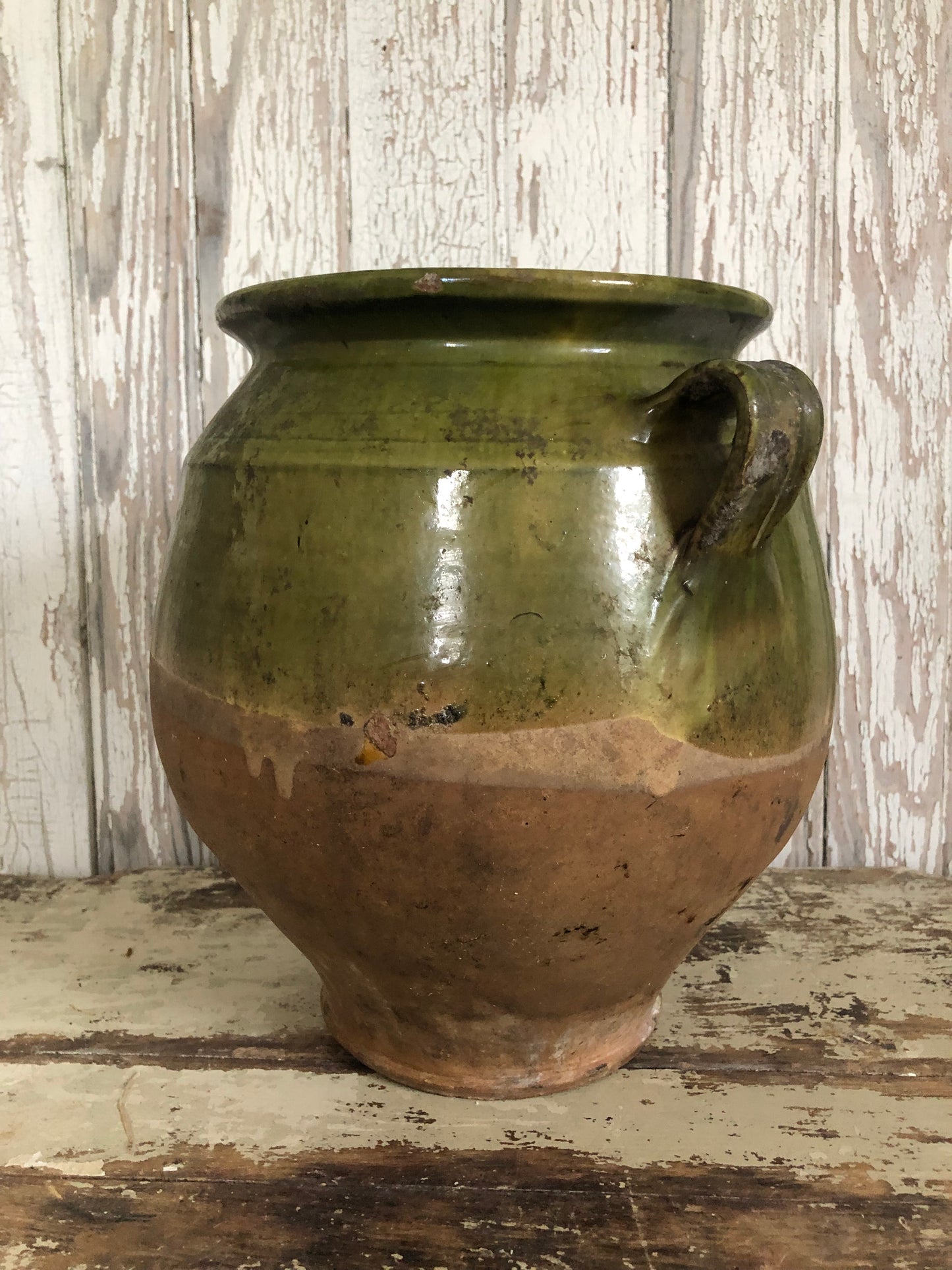 Large green French Confit Pot