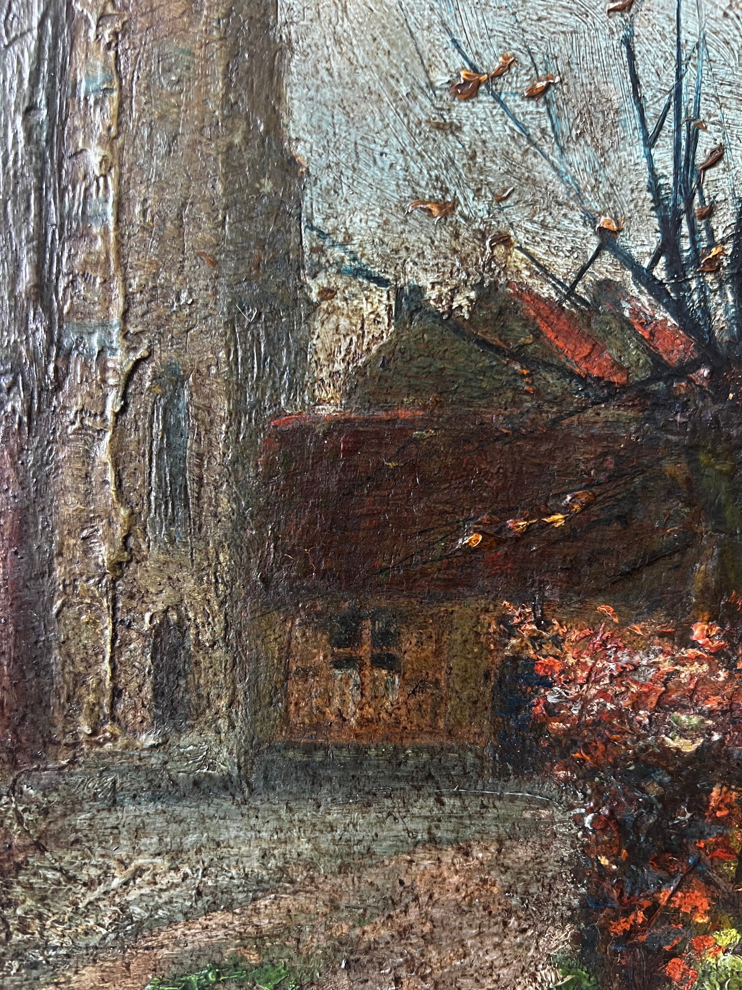 RESERVED Antique French Dark Oil Painting 1893