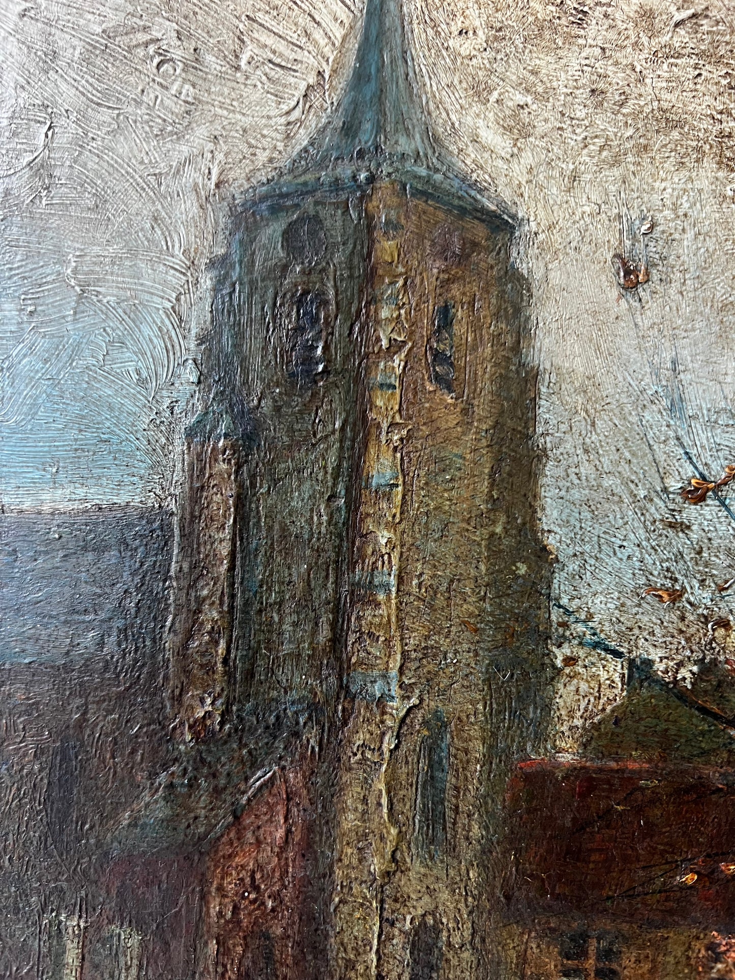 RESERVED Antique French Dark Oil Painting 1893