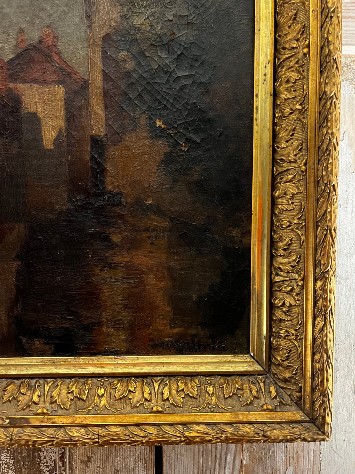 RESERVED FOR K Early 20th Century French Oil on canvas Painting in beautiful frame