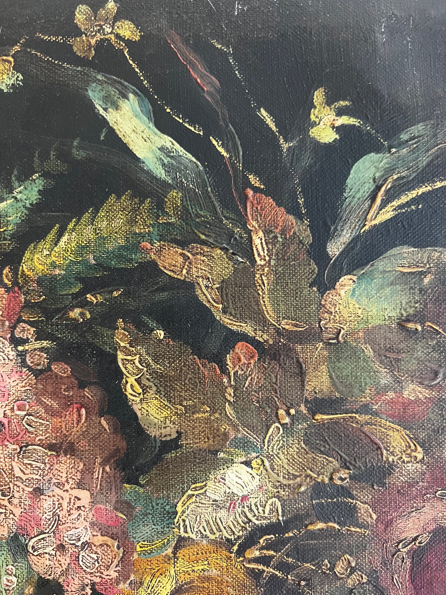 RESERVED Early 18th Century French floral oil painting on canvas