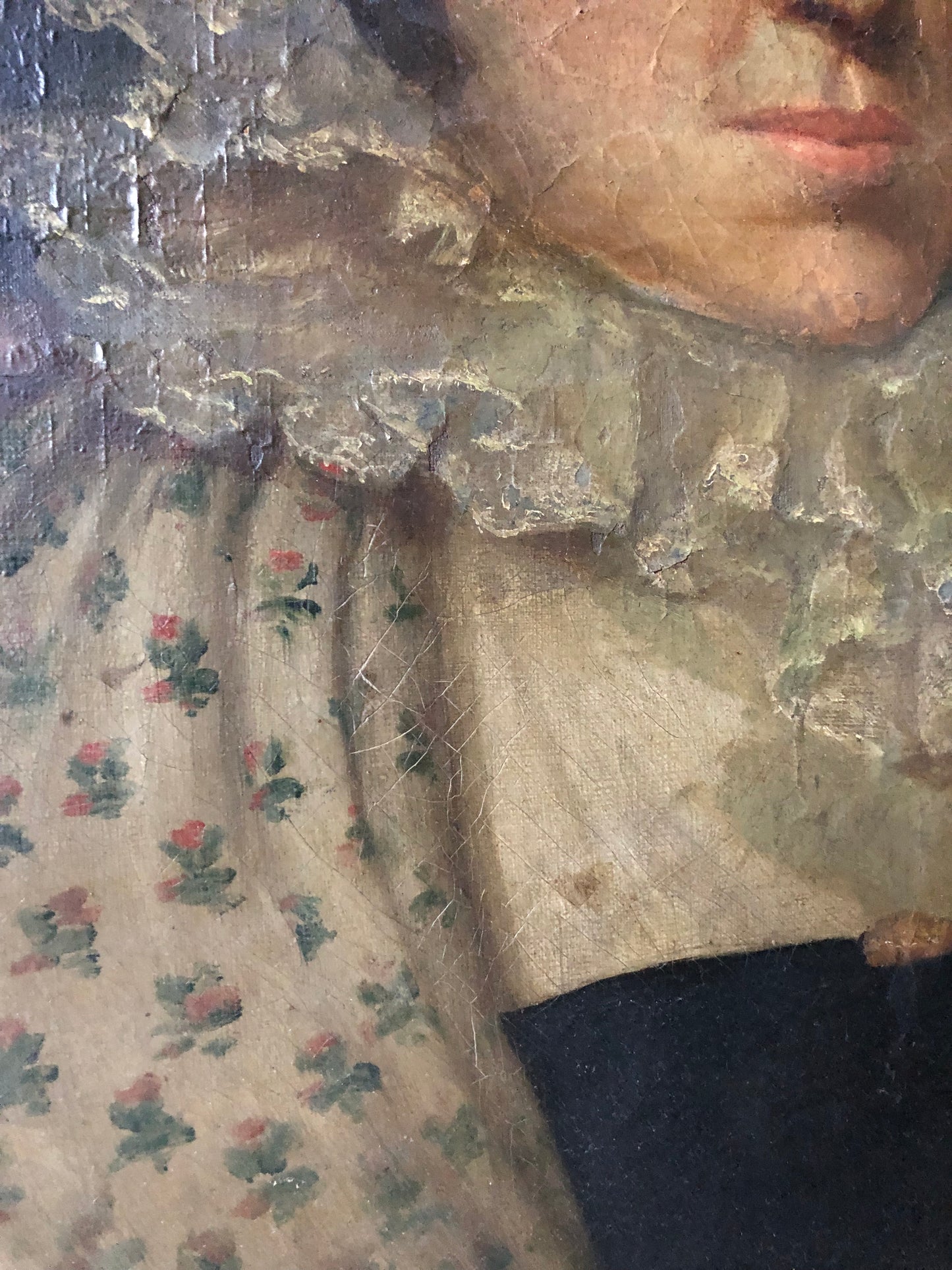 Georgian Antique Oil Painting on Canvas Portrait