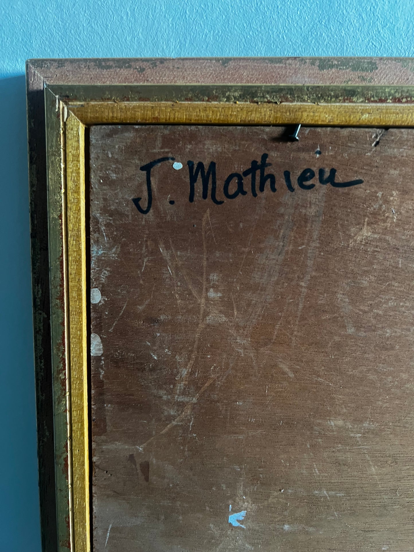 Vintage Mackerels & Lemon French Still Life Fish Oil Painting by J Mathieu 1955