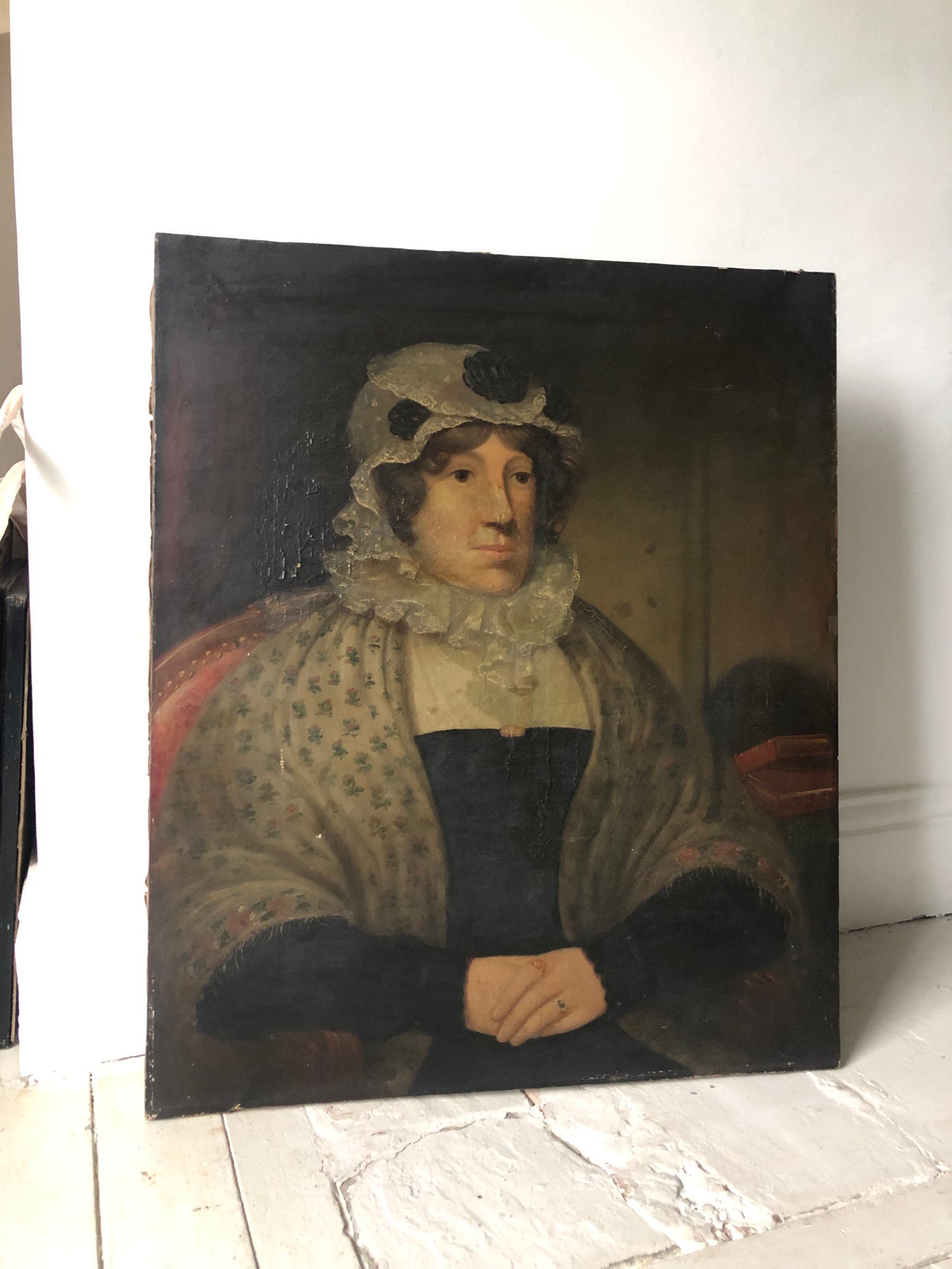 Georgian Antique Oil Painting on Canvas Portrait