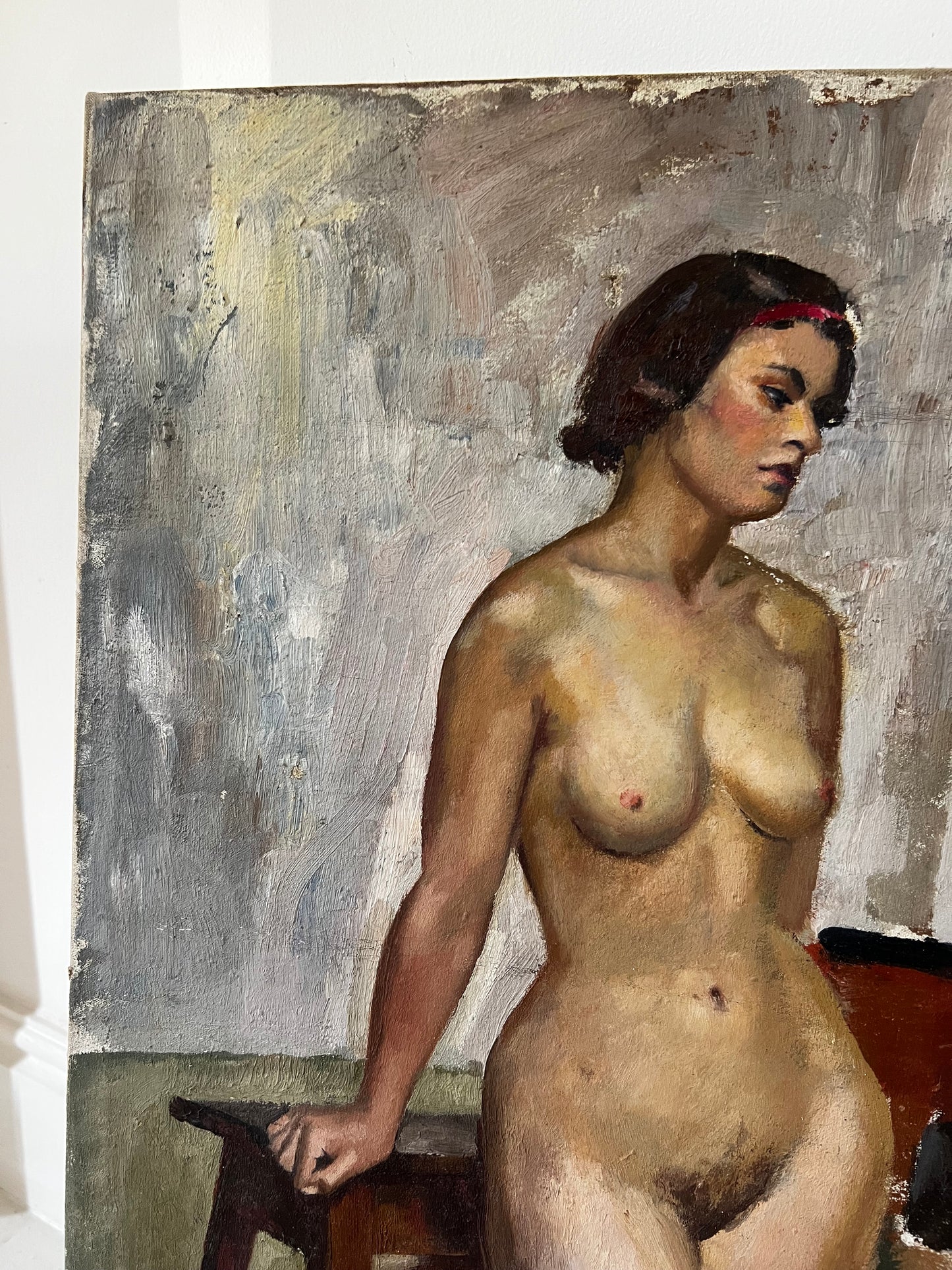 Stunning Large Double Sided Nude Oil on Canvas Painting