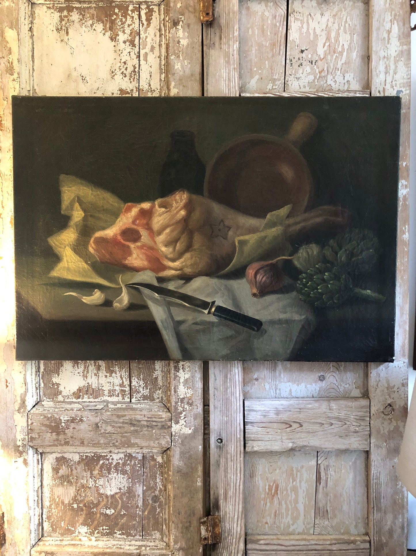 French 19th Century Still Life Oil Painting on Canvas