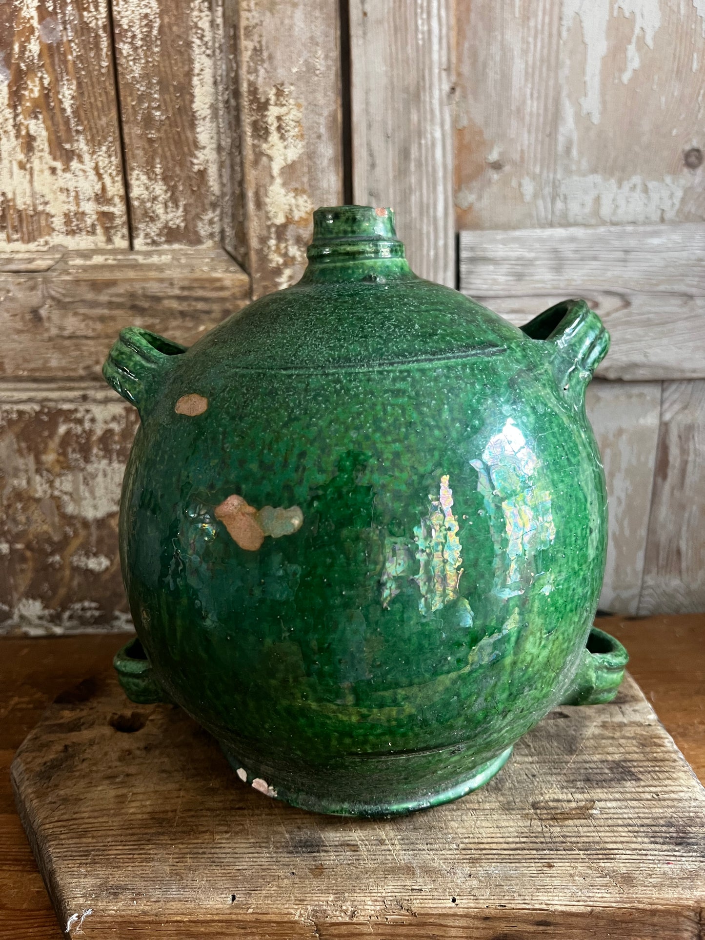 Rare French 19th Century Green Conscience Pot