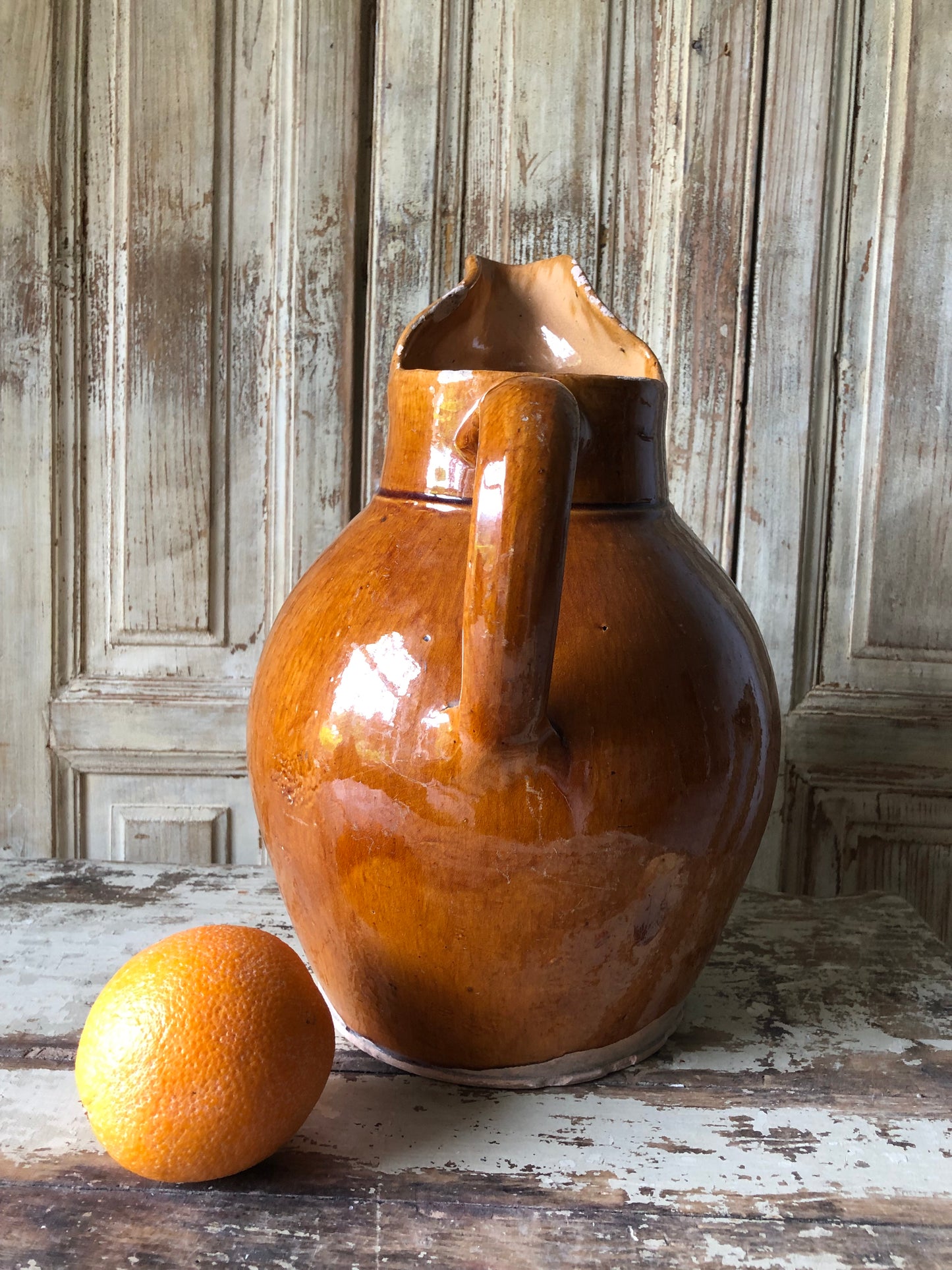 Very Large French Cider Jug with gorgeous rich glaze