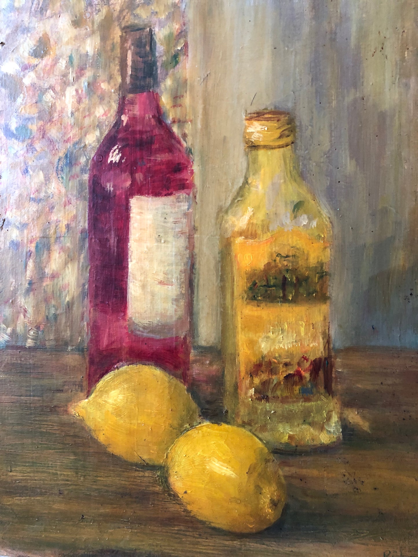 Vintage Still Life Oil on Canvas Kitchen Painting