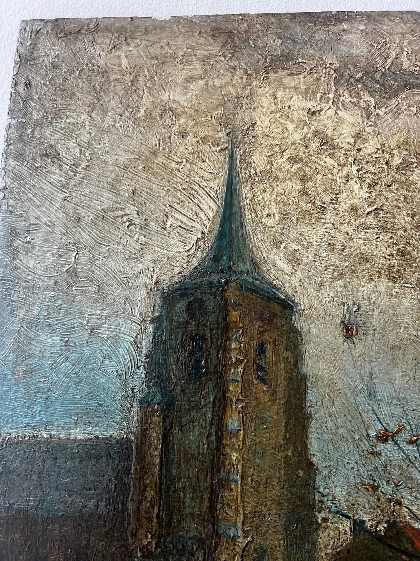 RESERVED Antique French Dark Oil Painting 1893