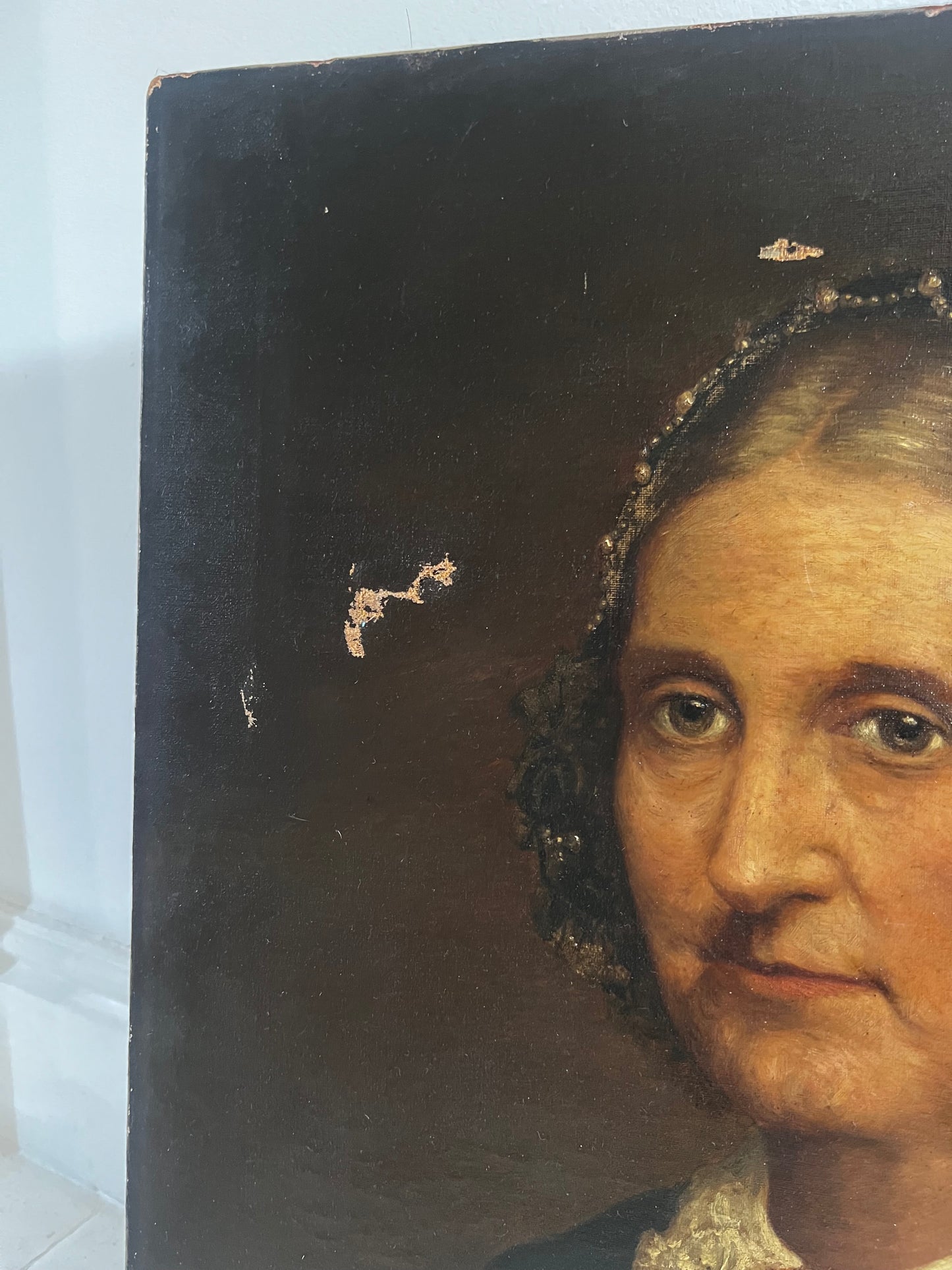 Dark Female Portrait Oil on Canvas Painting 1871