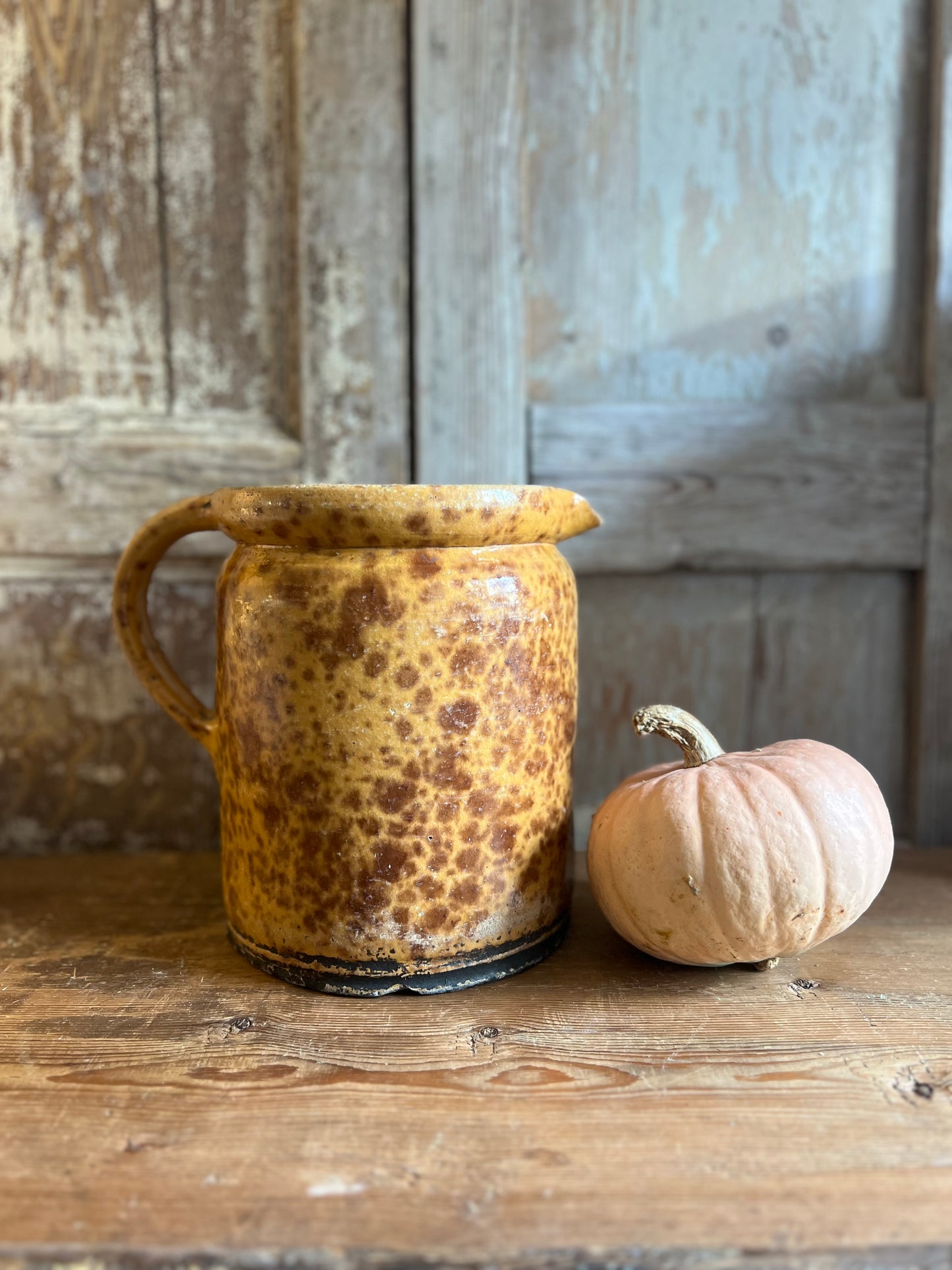 Large French Speckle Glazed Water Jug 19th Century