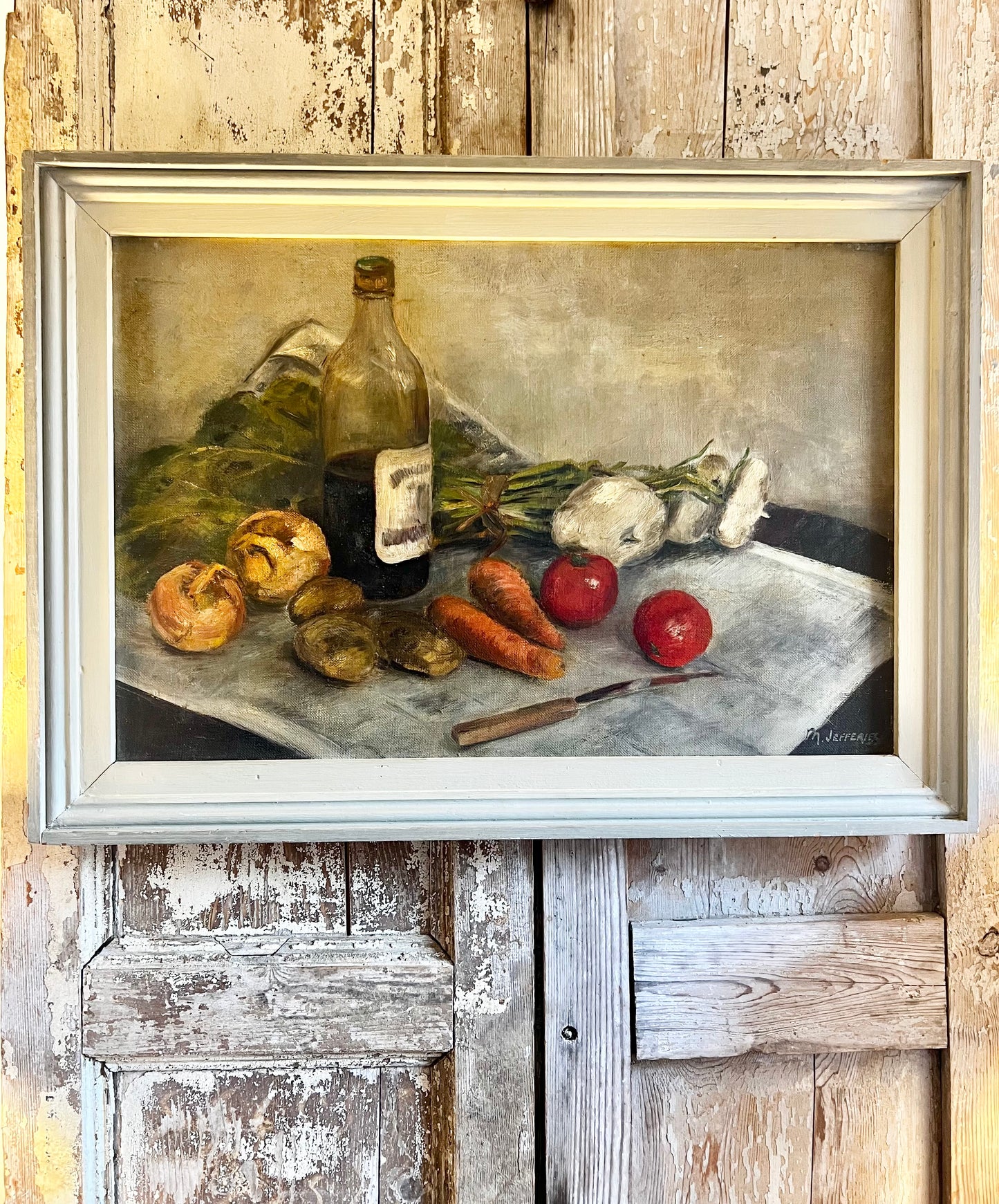 Gorgeous Vintage Kitchen Still Life Oil Painting on Canvas