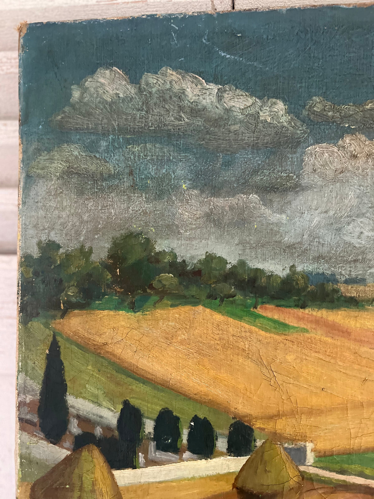 Vintage French Oil on Canvas Painting 1944
