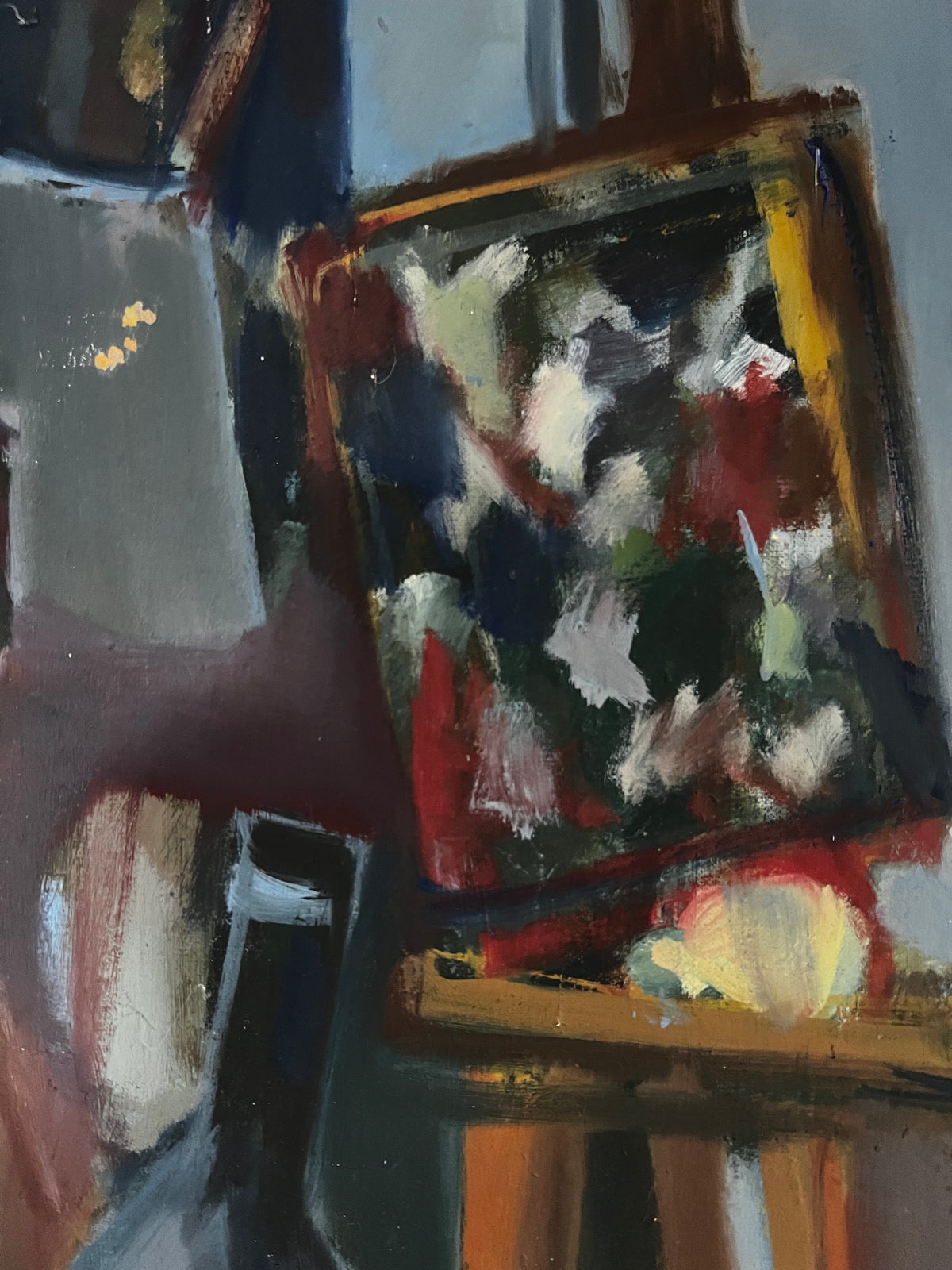 Vintage Abstract French Oil on Canvas still life Painting
