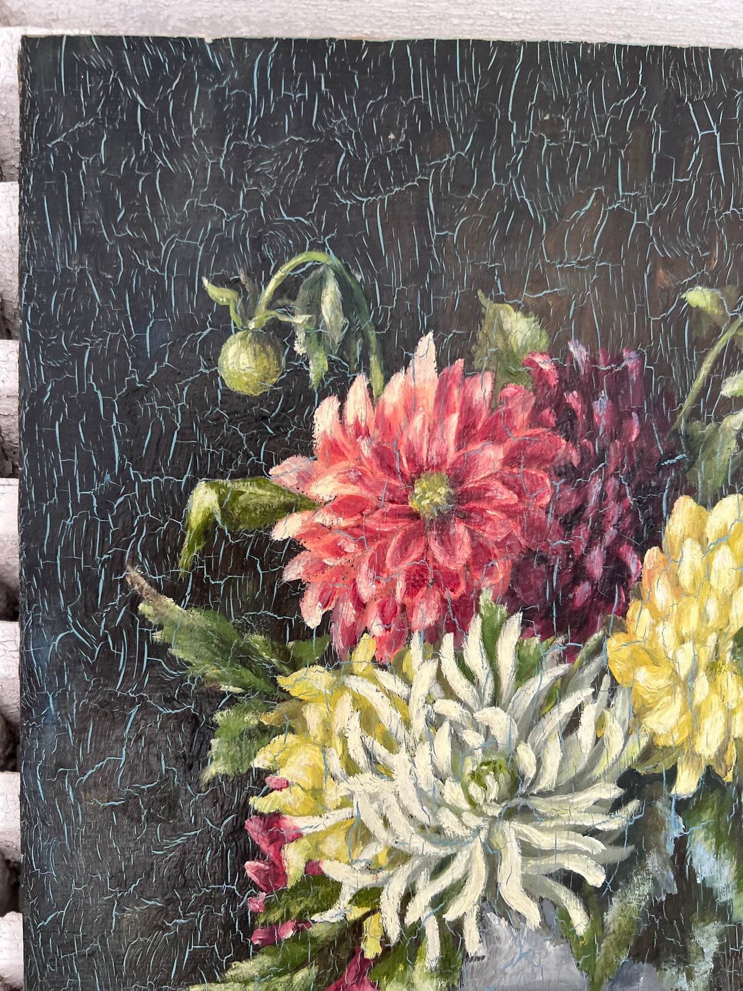 French Oil on Board Floral Painting dated 1932 by. A Hoffman