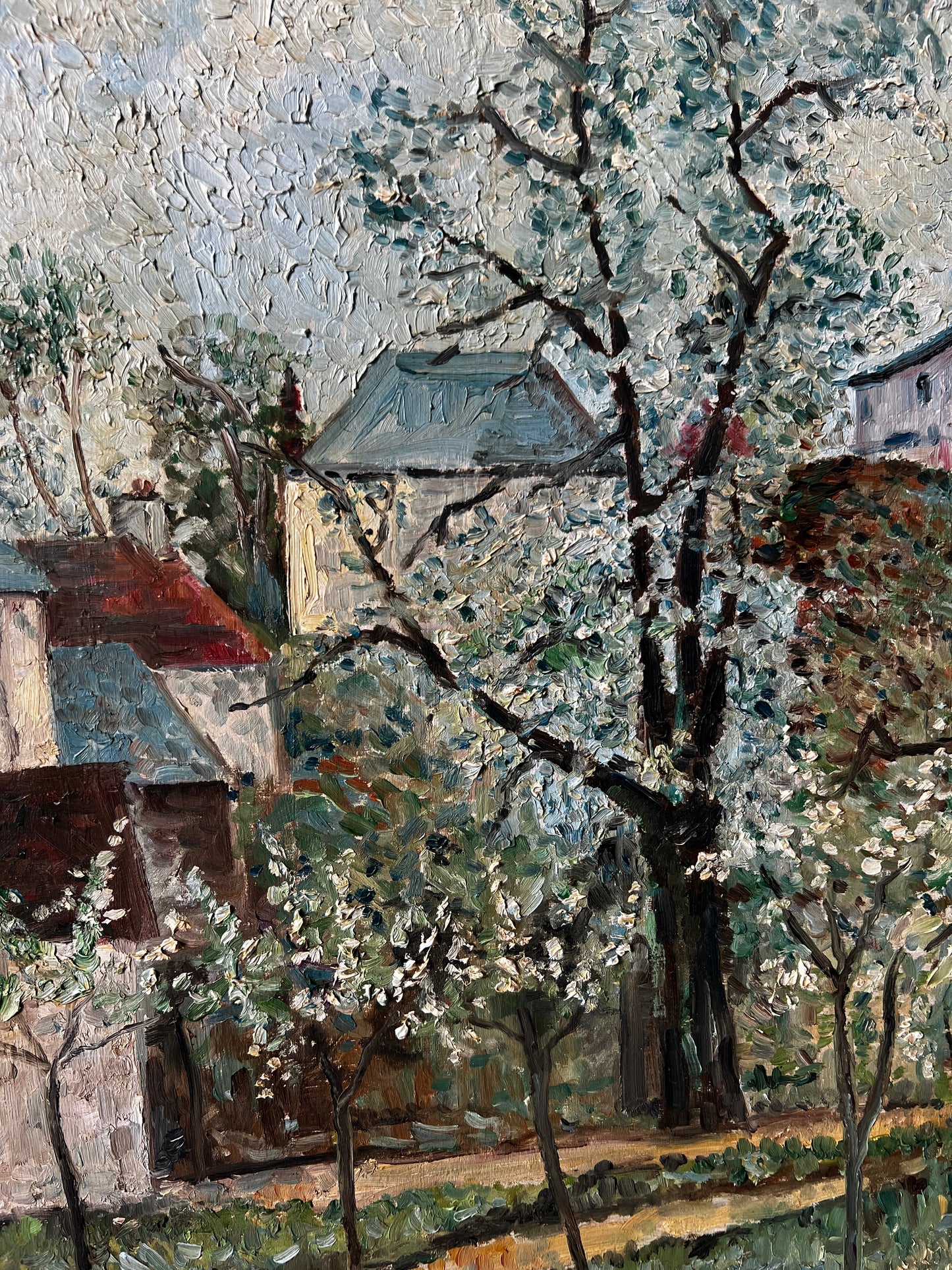 Large Vintage French Mid Century Landscape Oil Painting ‘ Spring ‘