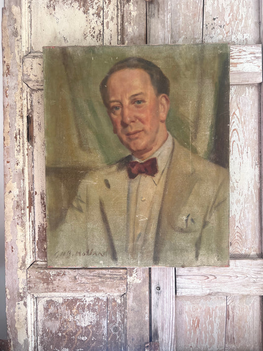 Large English Male Portrait oil on canvas painting