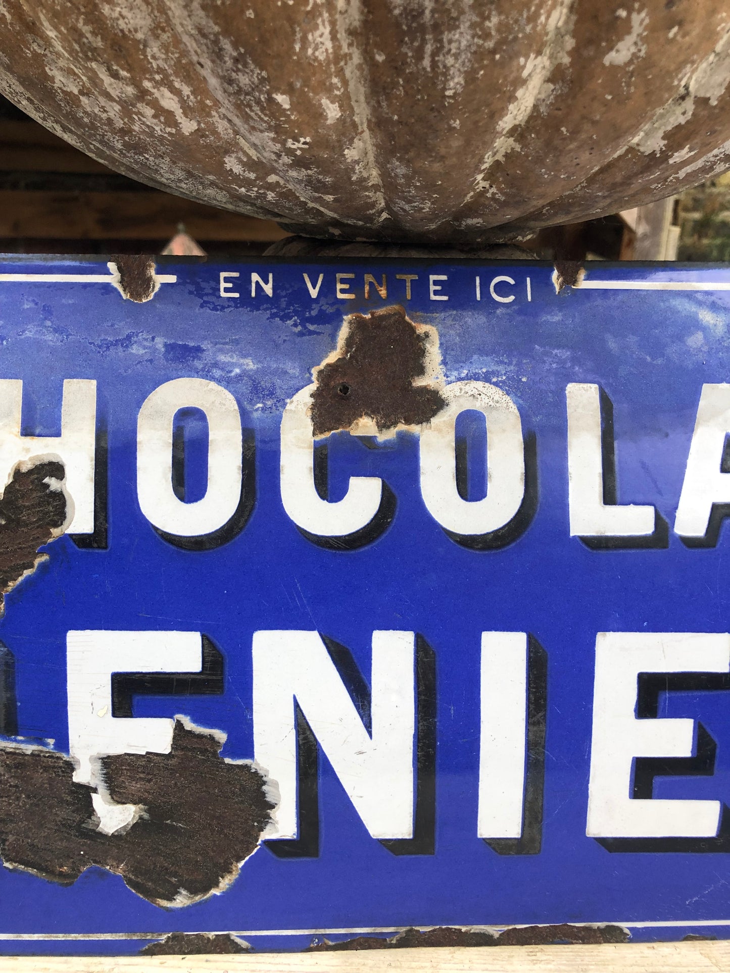 Rare Original Chocolat Menier curved enamel sign