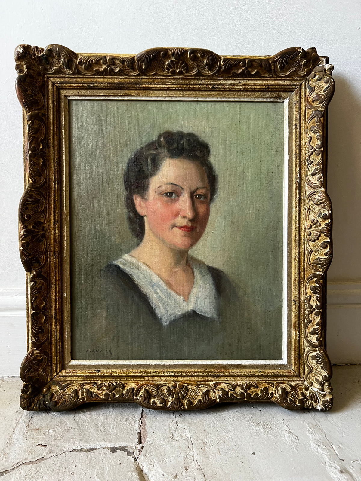 Beautiful French Oil on Canvas Portrait Painting