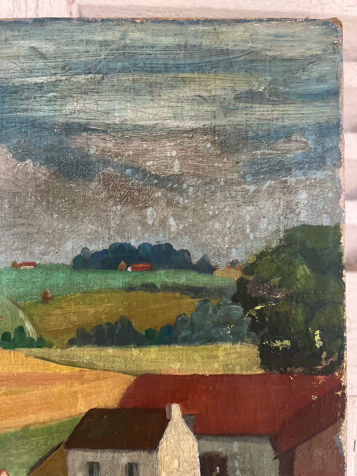 Vintage French Oil on Canvas Painting 1944