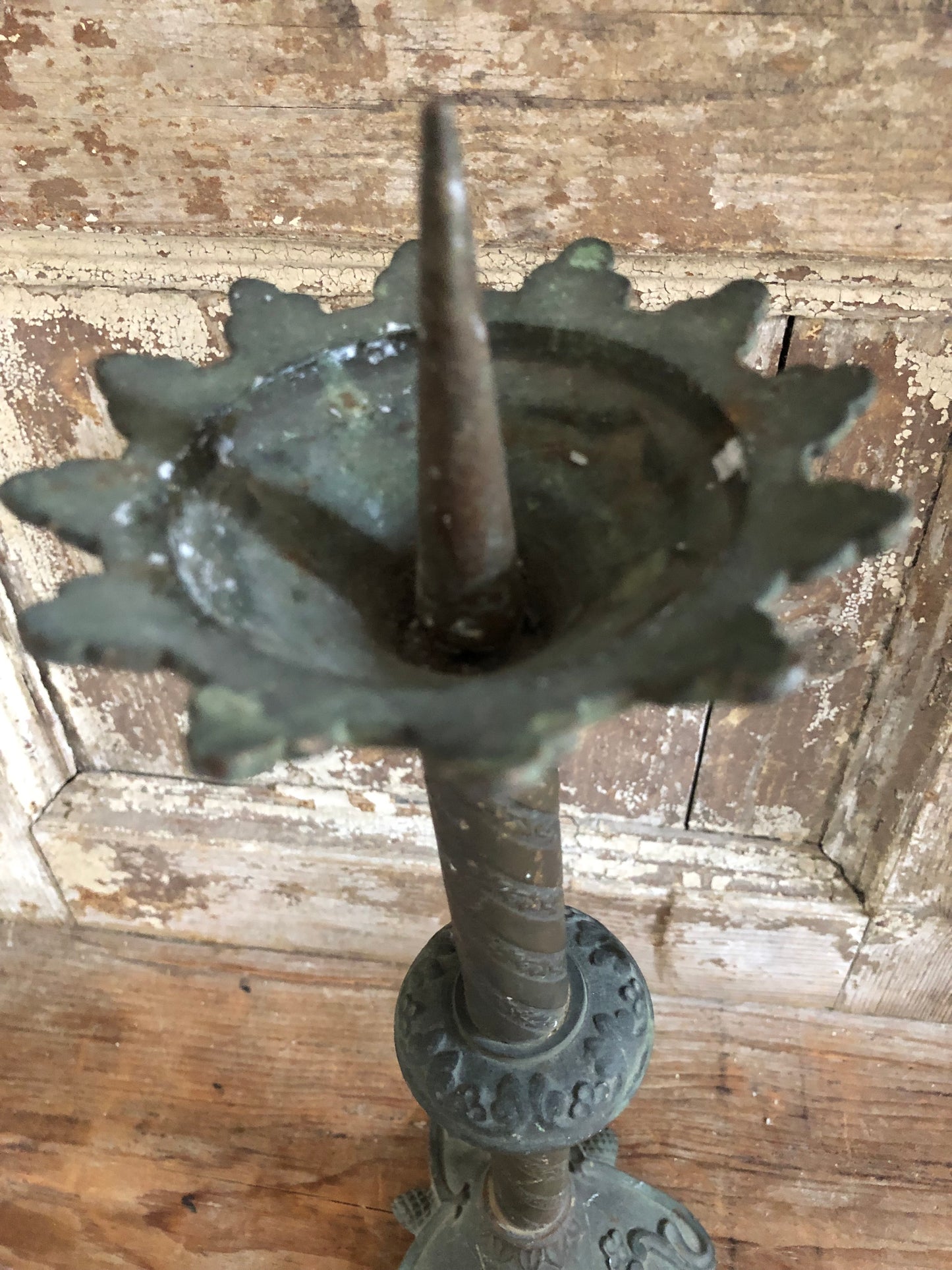 19th Century French Ecclesiastical Metal Candlestick