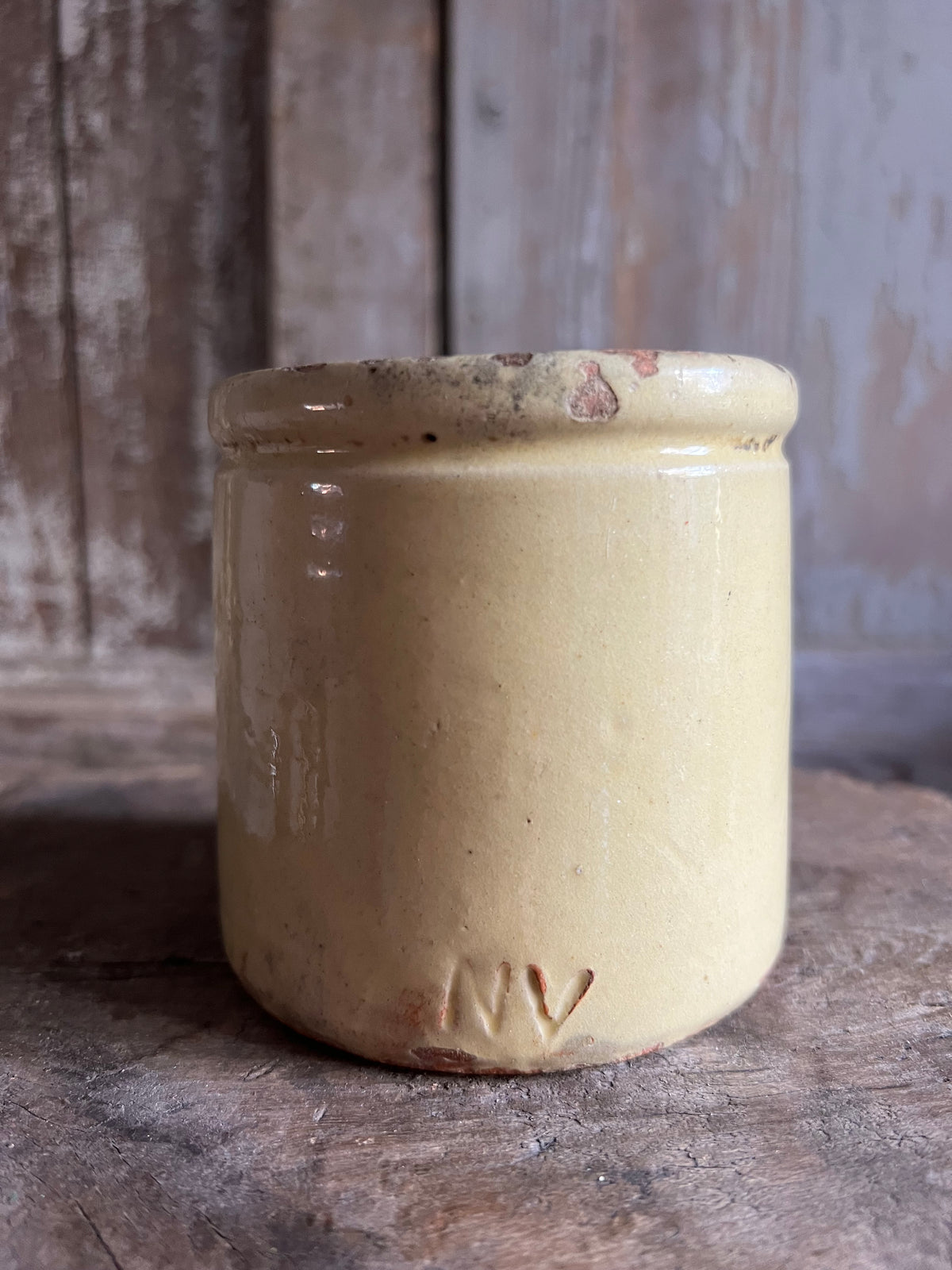 French Antique Yellow Confiture Pot