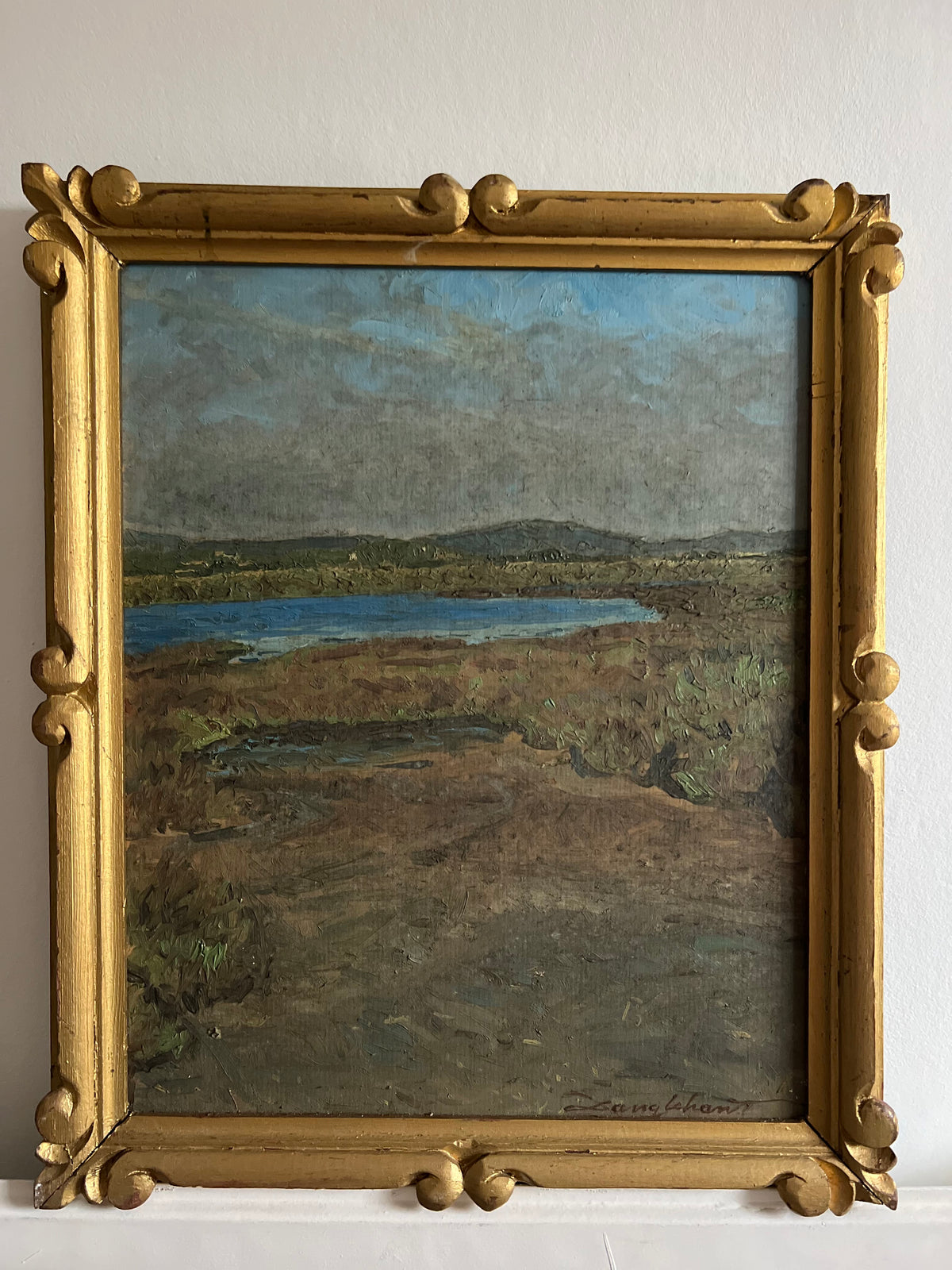 French Oil Painting in beautiful frame ‘Lake View’