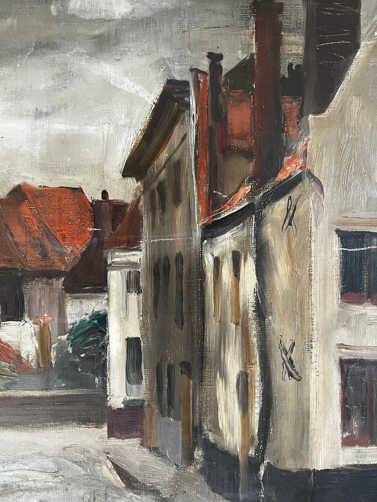 Antique Belgian Oil on Canvas Bruges 1926 by Andre Hoffer