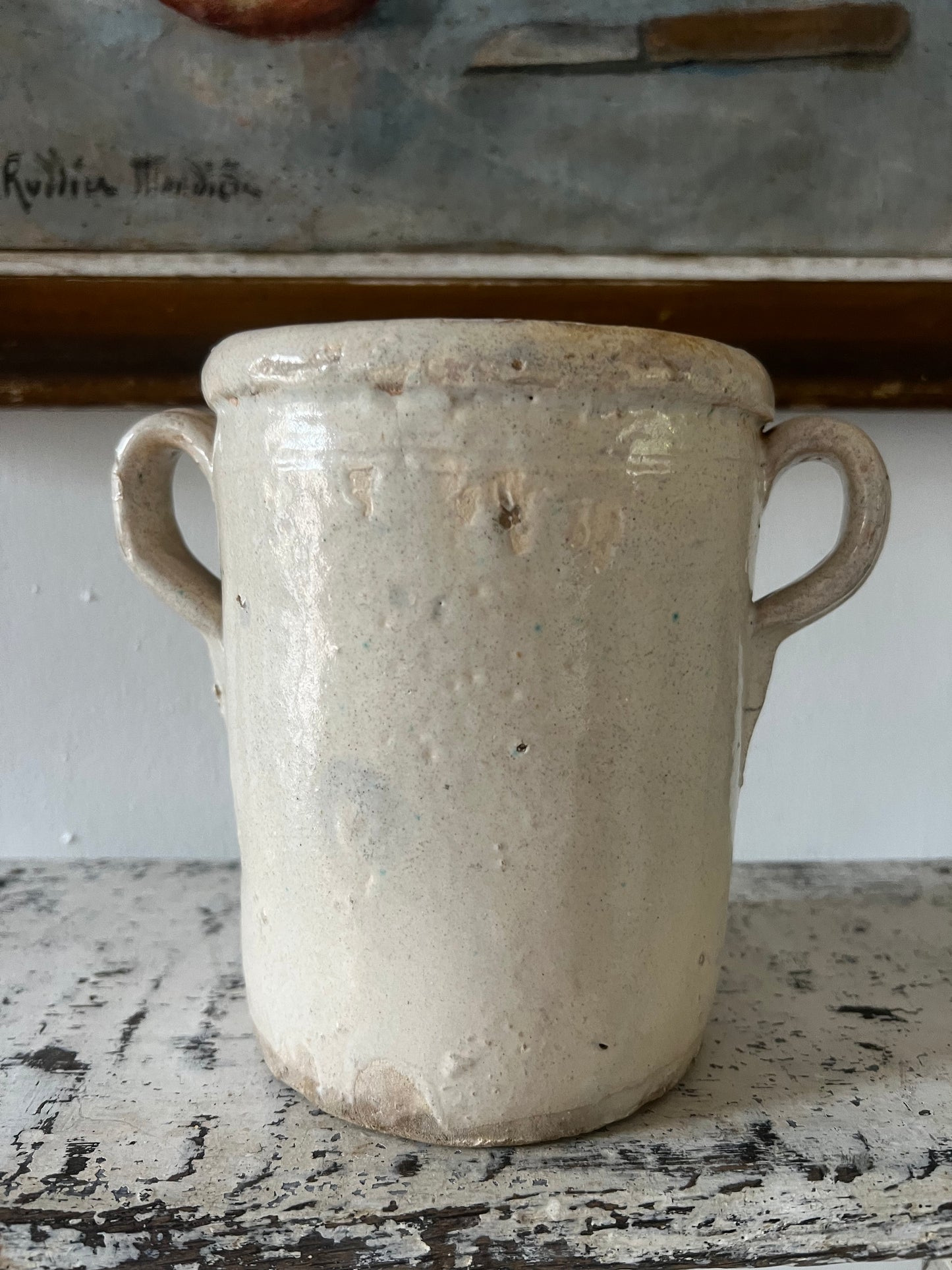 Rare Small Size Italian Antique Confit or Sardine Pot
