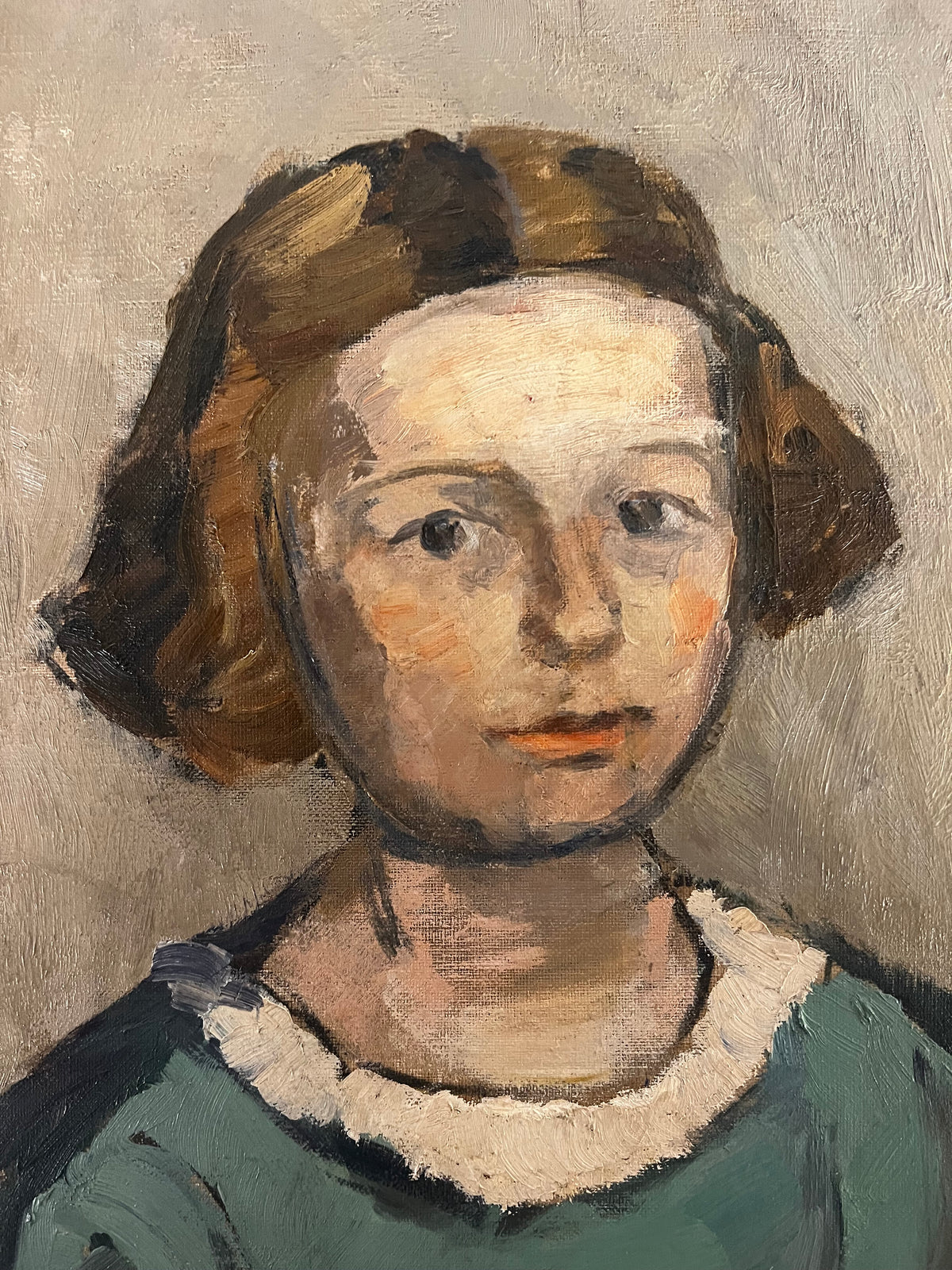 French Portrait of a girl in green dress