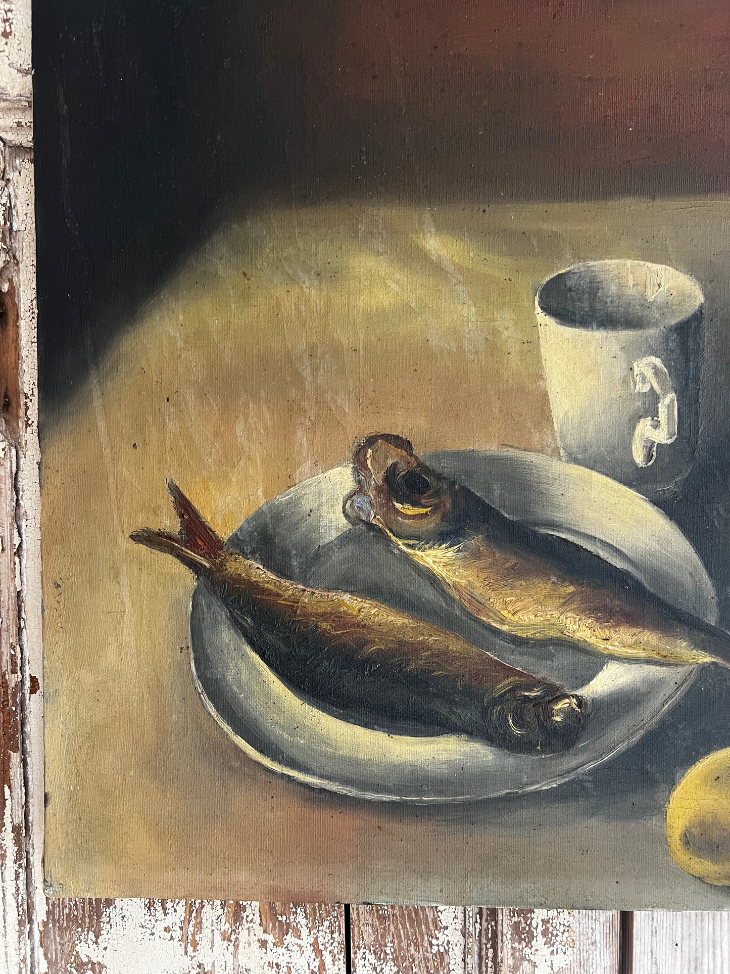 Large French Fish Still Life Oil Painting on Canvas
