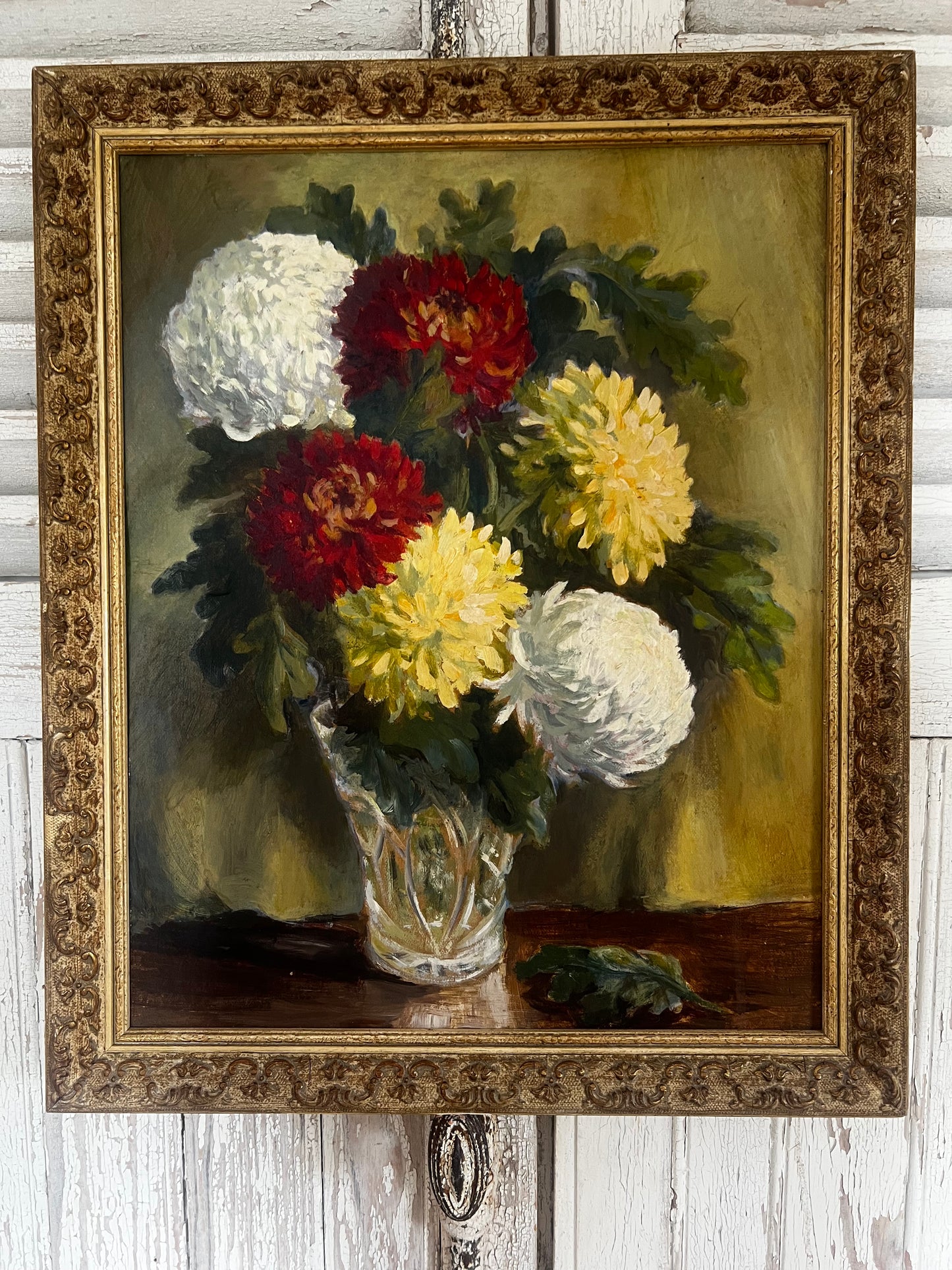 Large Framed Floral oil Painting on Board