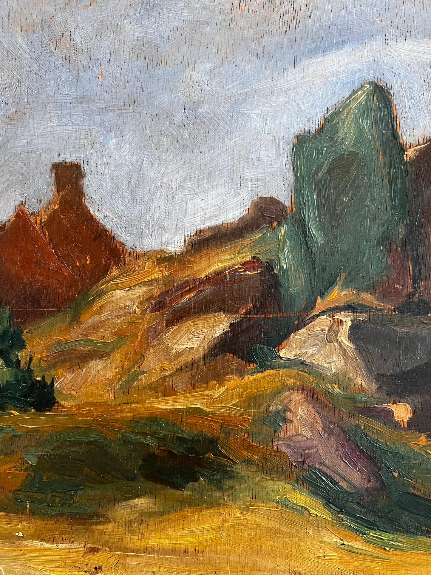 French Oil on Board Landscape Painting