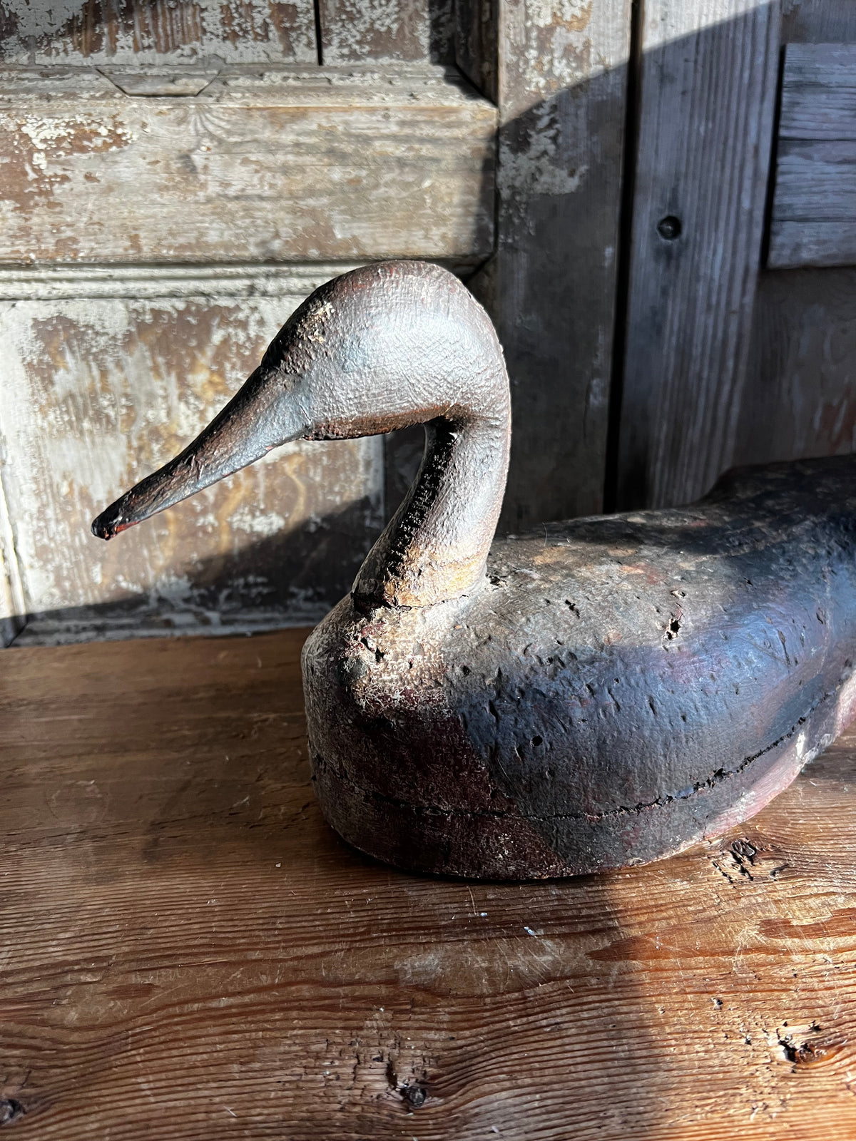 Vintage French Wooden Decoy Duck