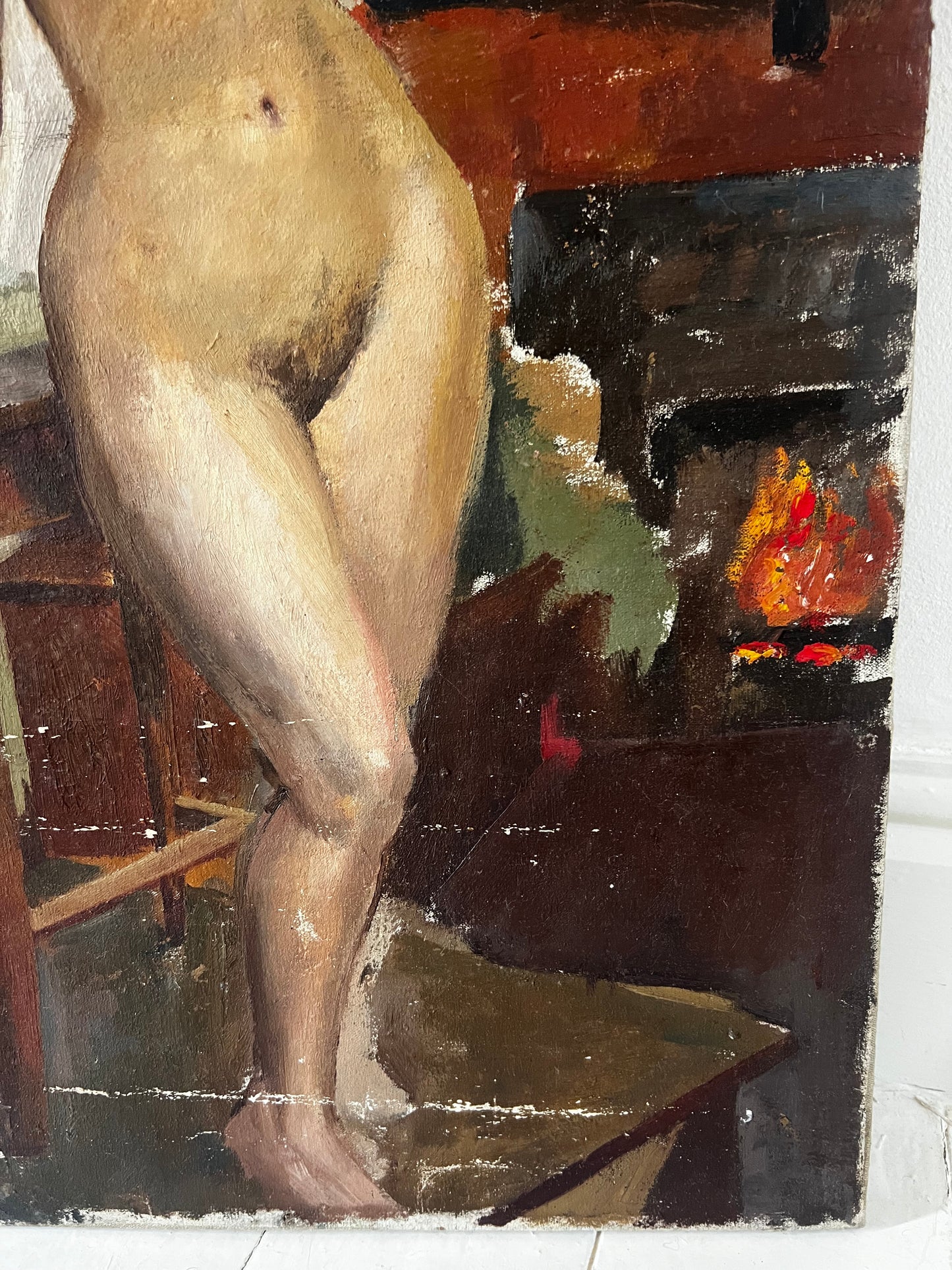 Stunning Large Double Sided Nude Oil on Canvas Painting